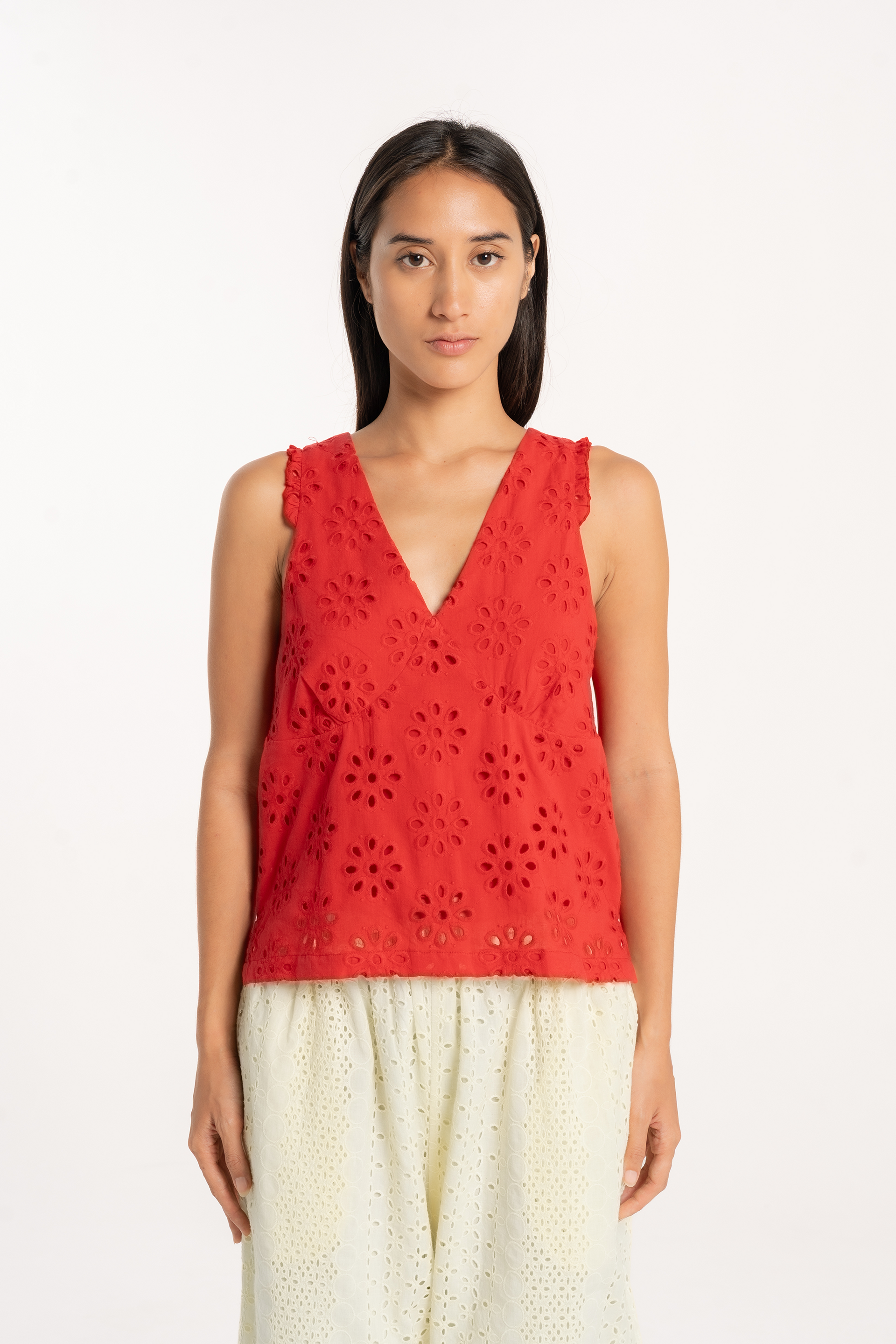 Cherry Anglaise Slip Cami Top