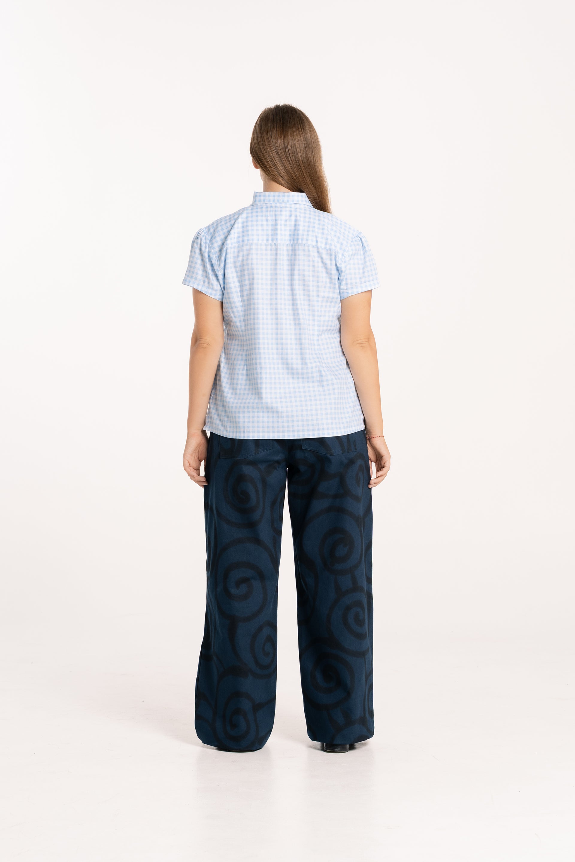 Check Pinch Shirring Shirt