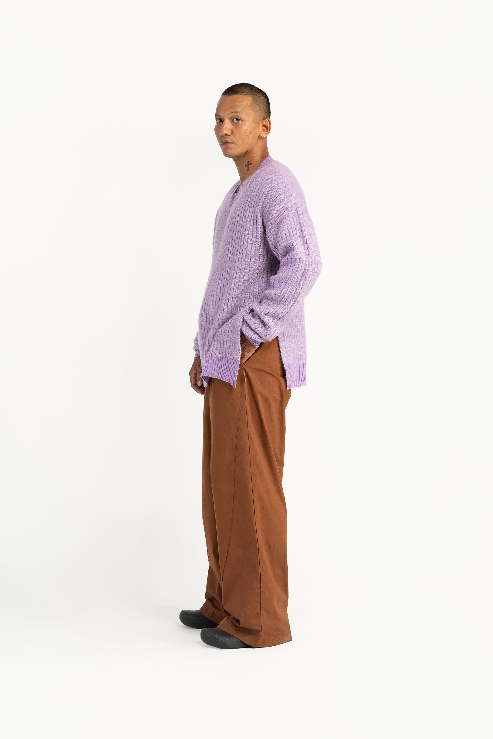 Purple Soft Rib Sweater