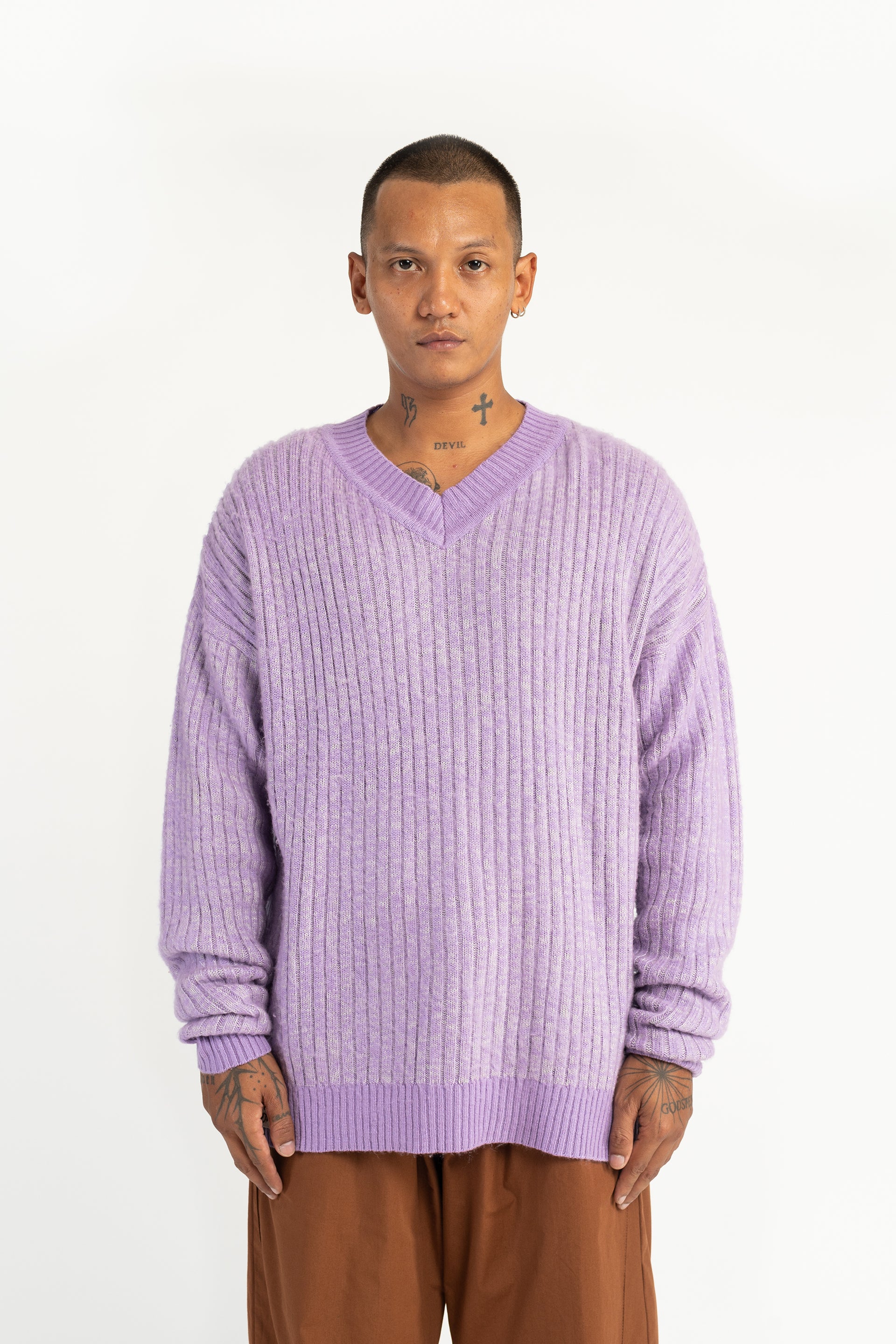 Purple Soft Rib Sweater