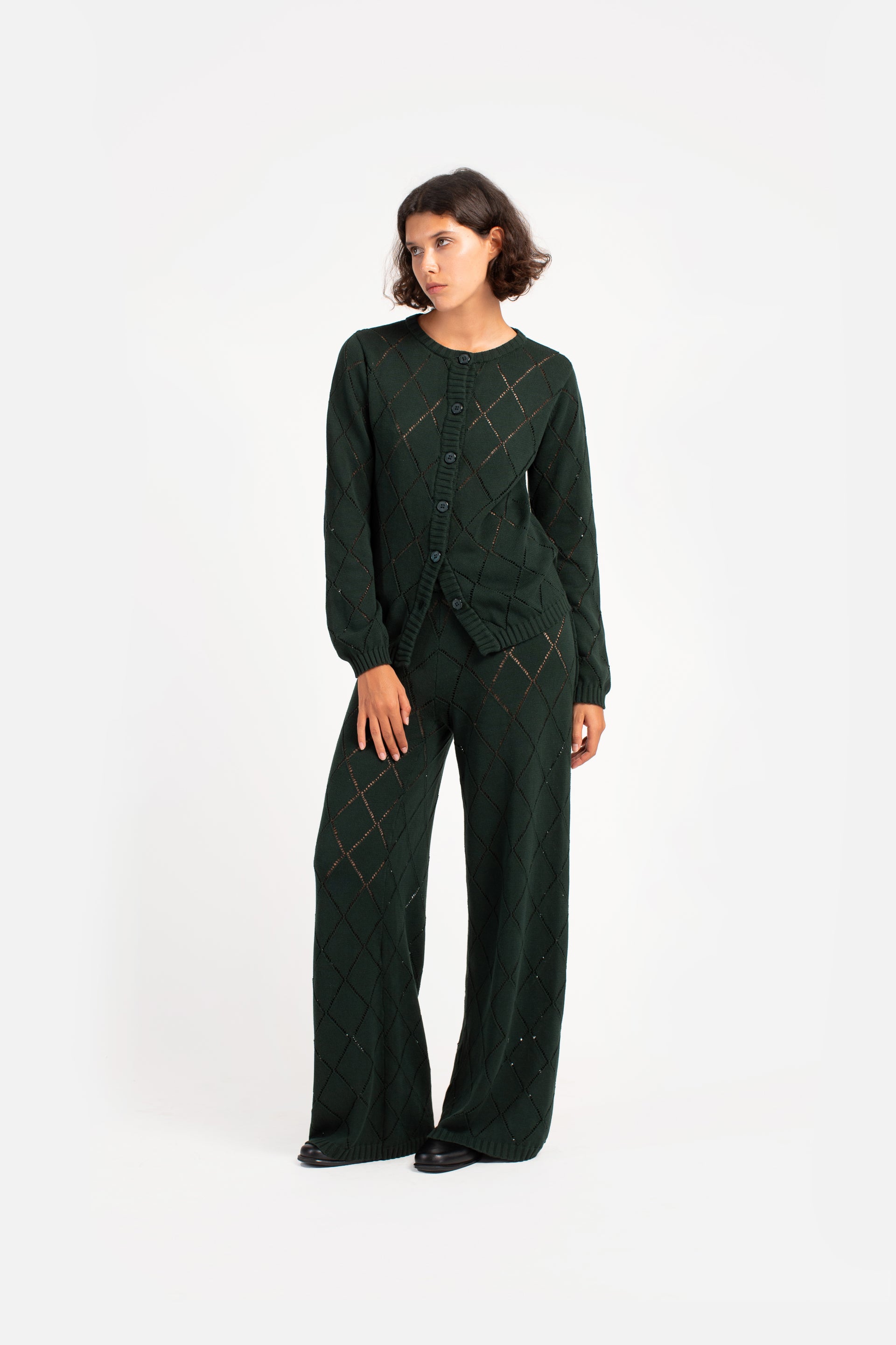 Moss Diamond Knit Pants
