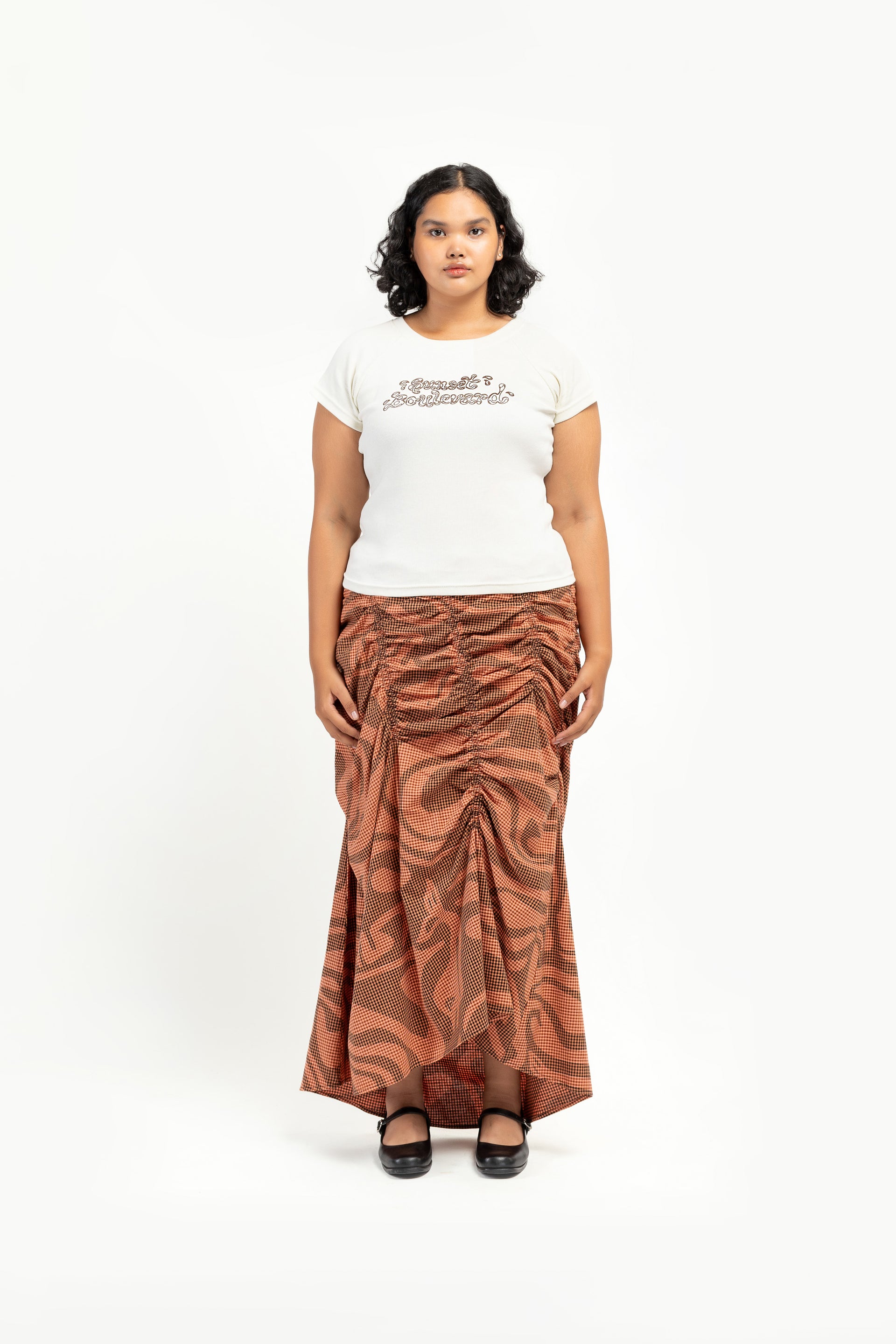 Check Lagoon Scrunch Maxi Skirt