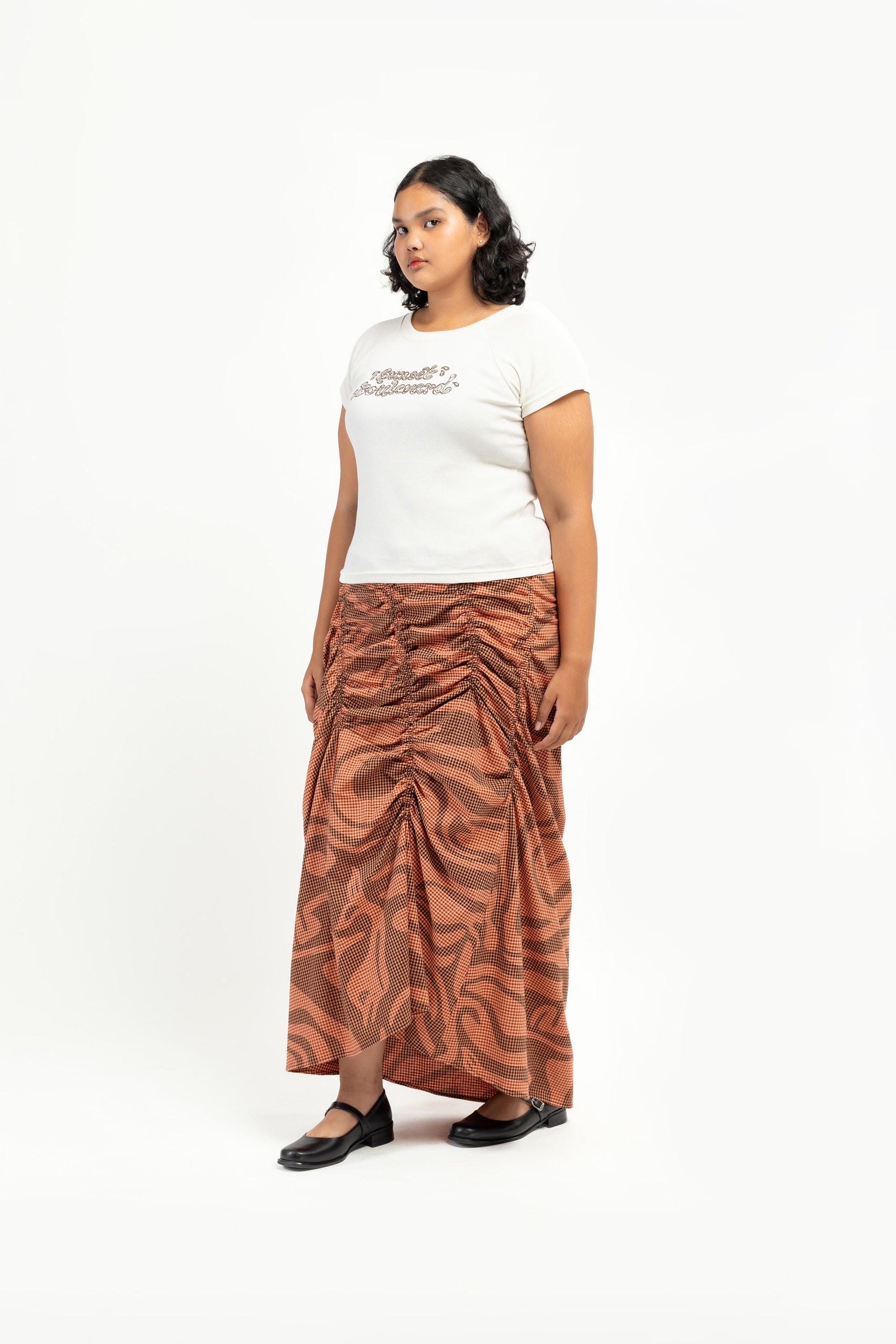 Check Lagoon Scrunch Maxi Skirt