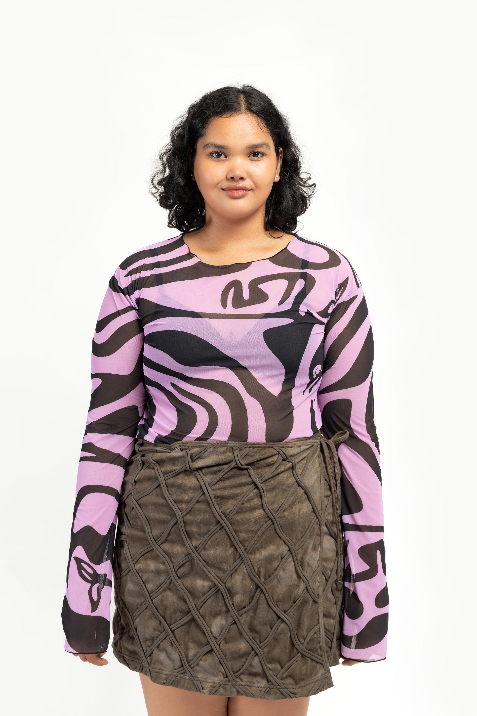 Pink Lagoon Long Sleeve Mesh Top