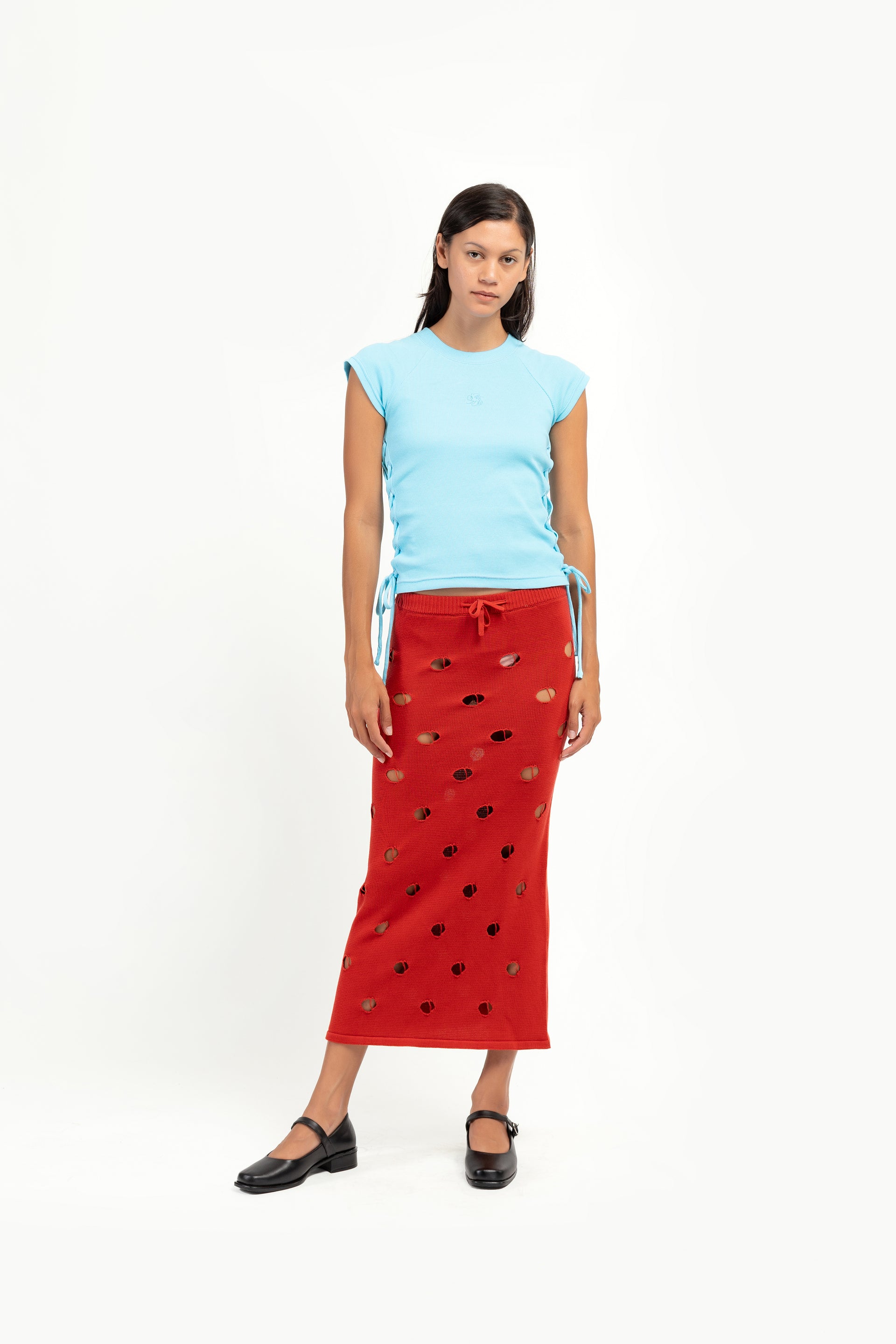 Scarlet Polka Dot Knit Skirt