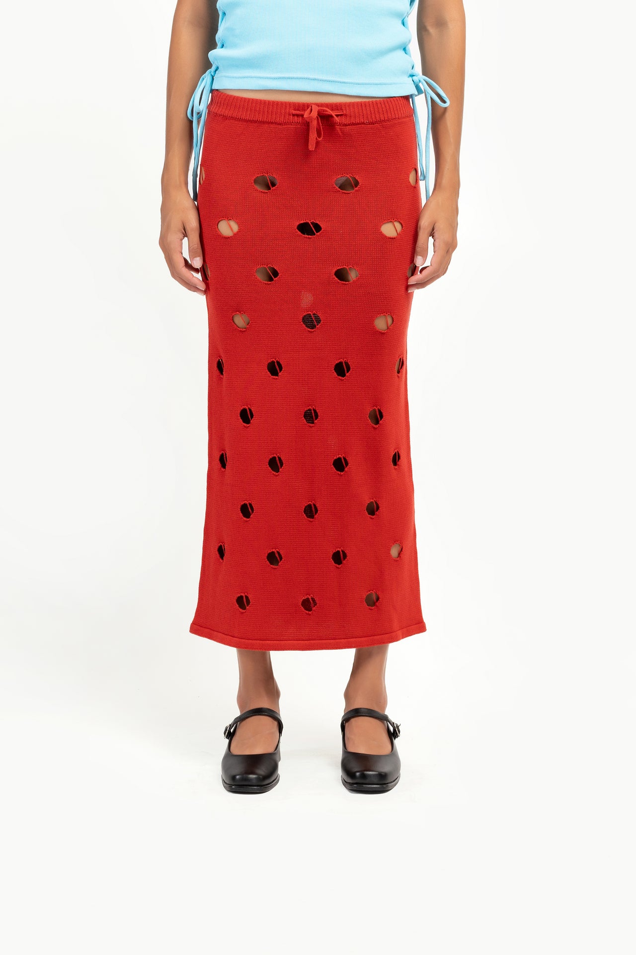 Scarlet Polka Dot Knit Skirt