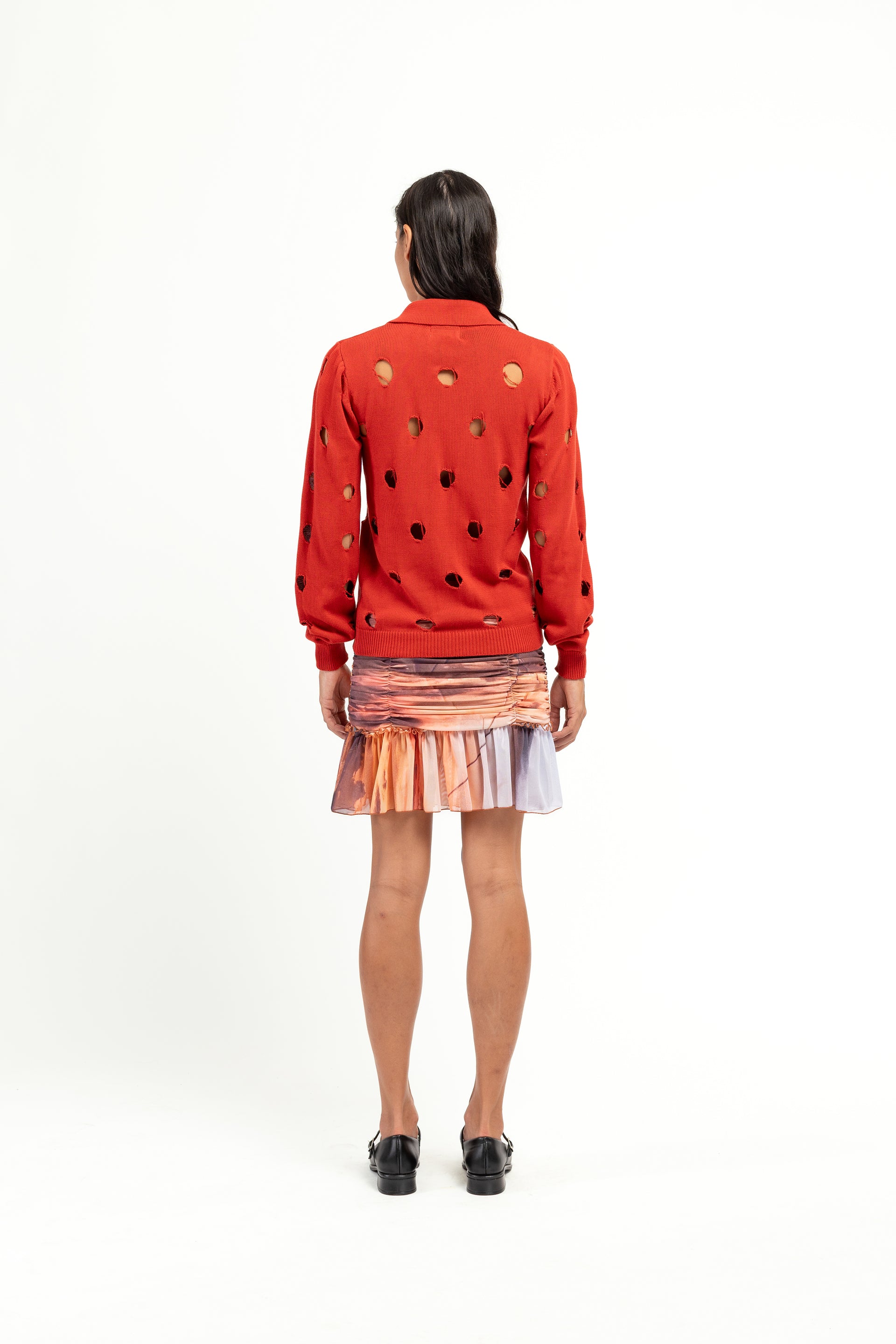 Scarlet Polka Dot Knit Cardigan