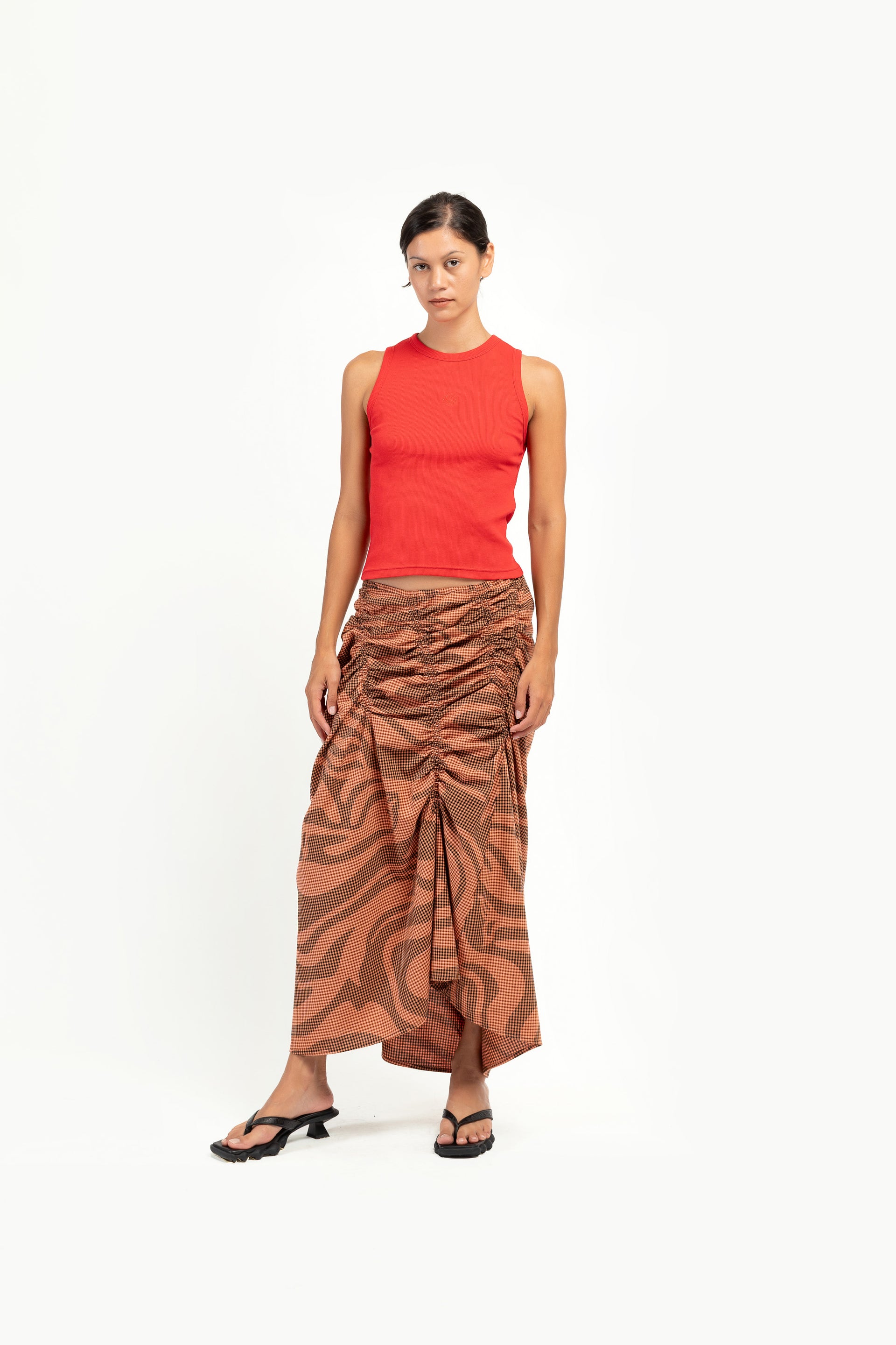 Check Lagoon Scrunch Maxi Skirt