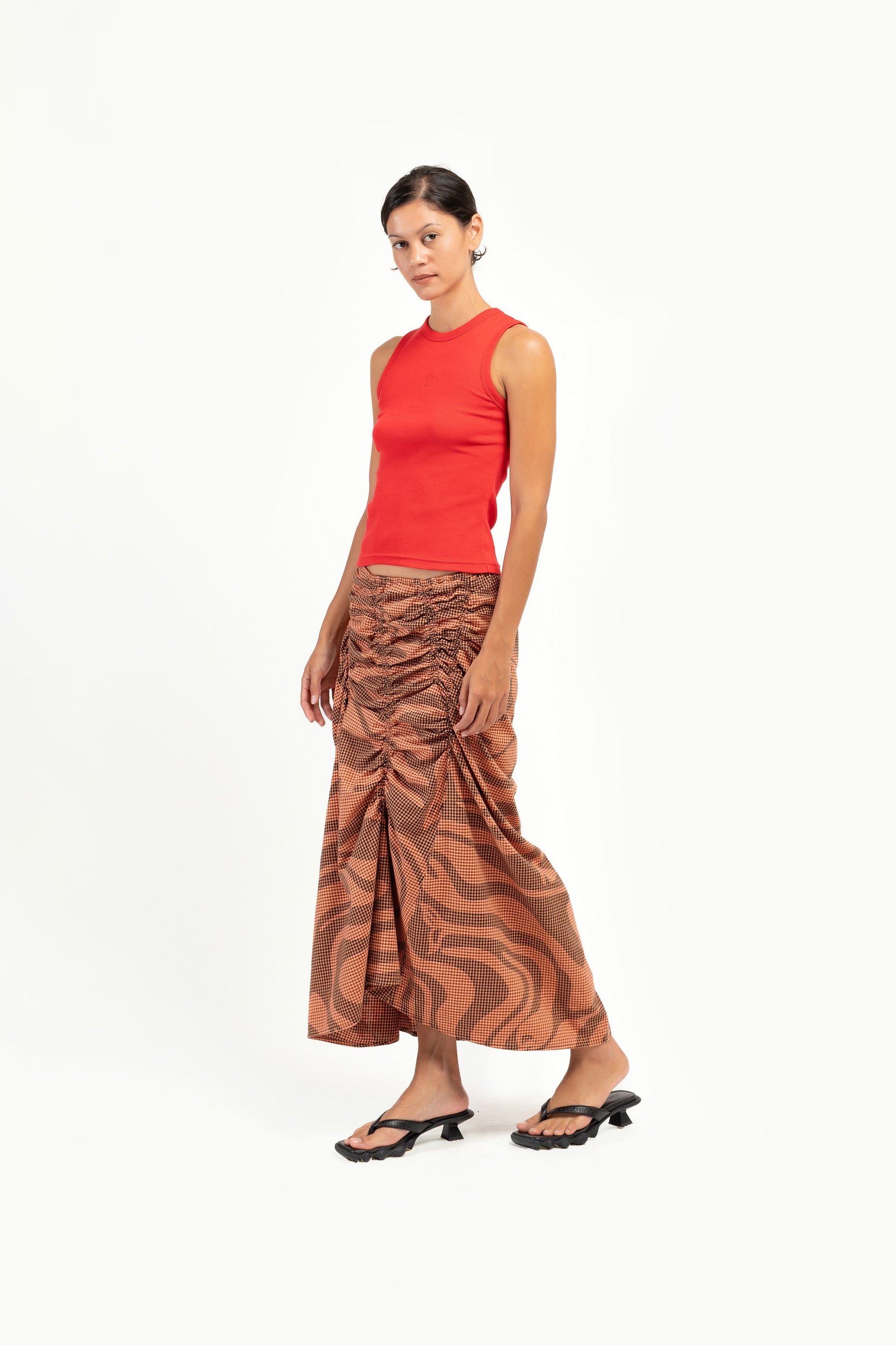 Check Lagoon Scrunch Maxi Skirt