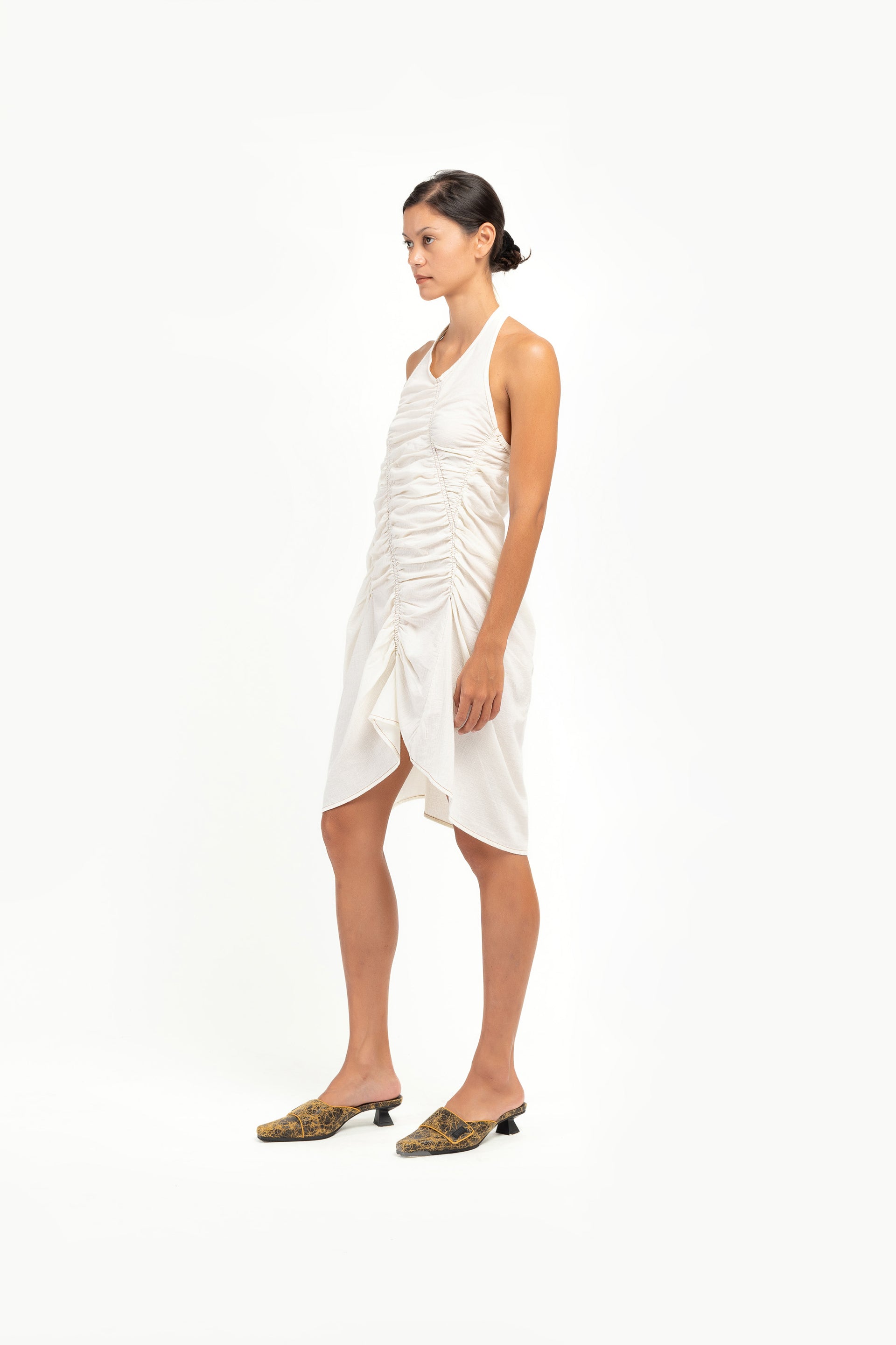 Oat Scrunch Halter Dress