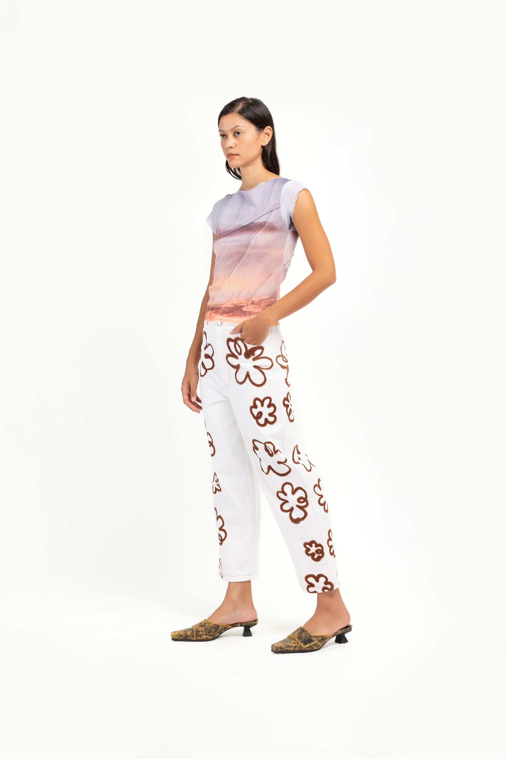Sunset Mesh Baby Tee