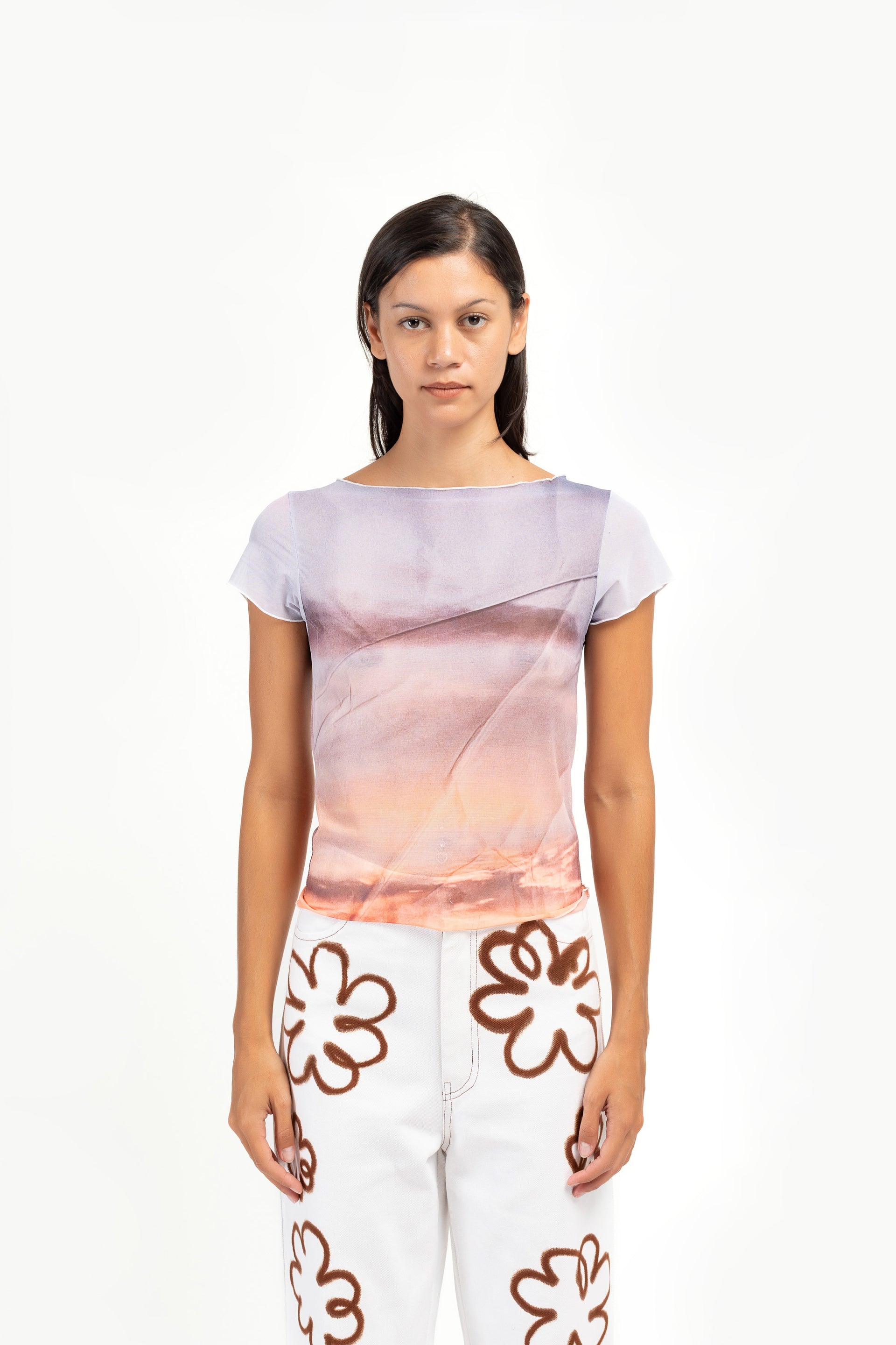 Sunset Mesh Baby Tee