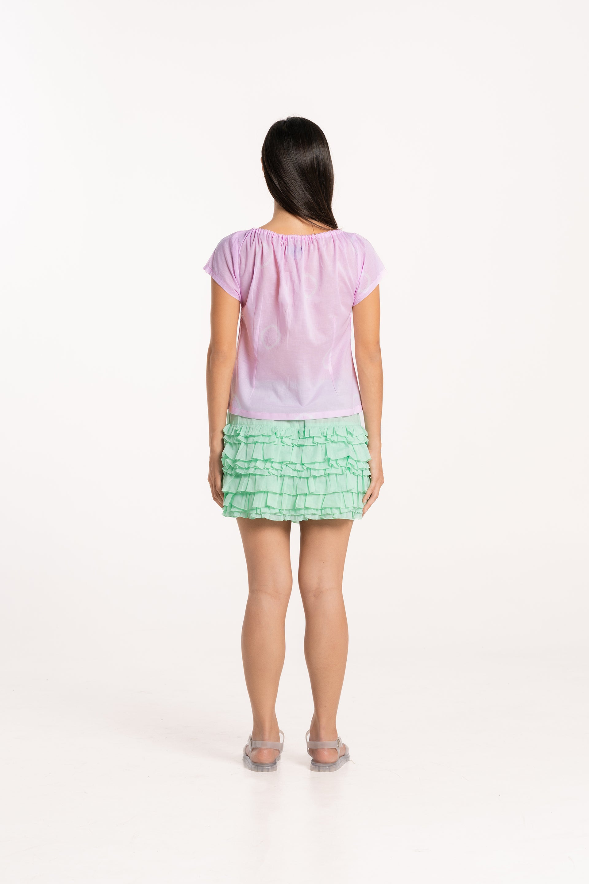 Mint Tiered Frill Mini Skirt