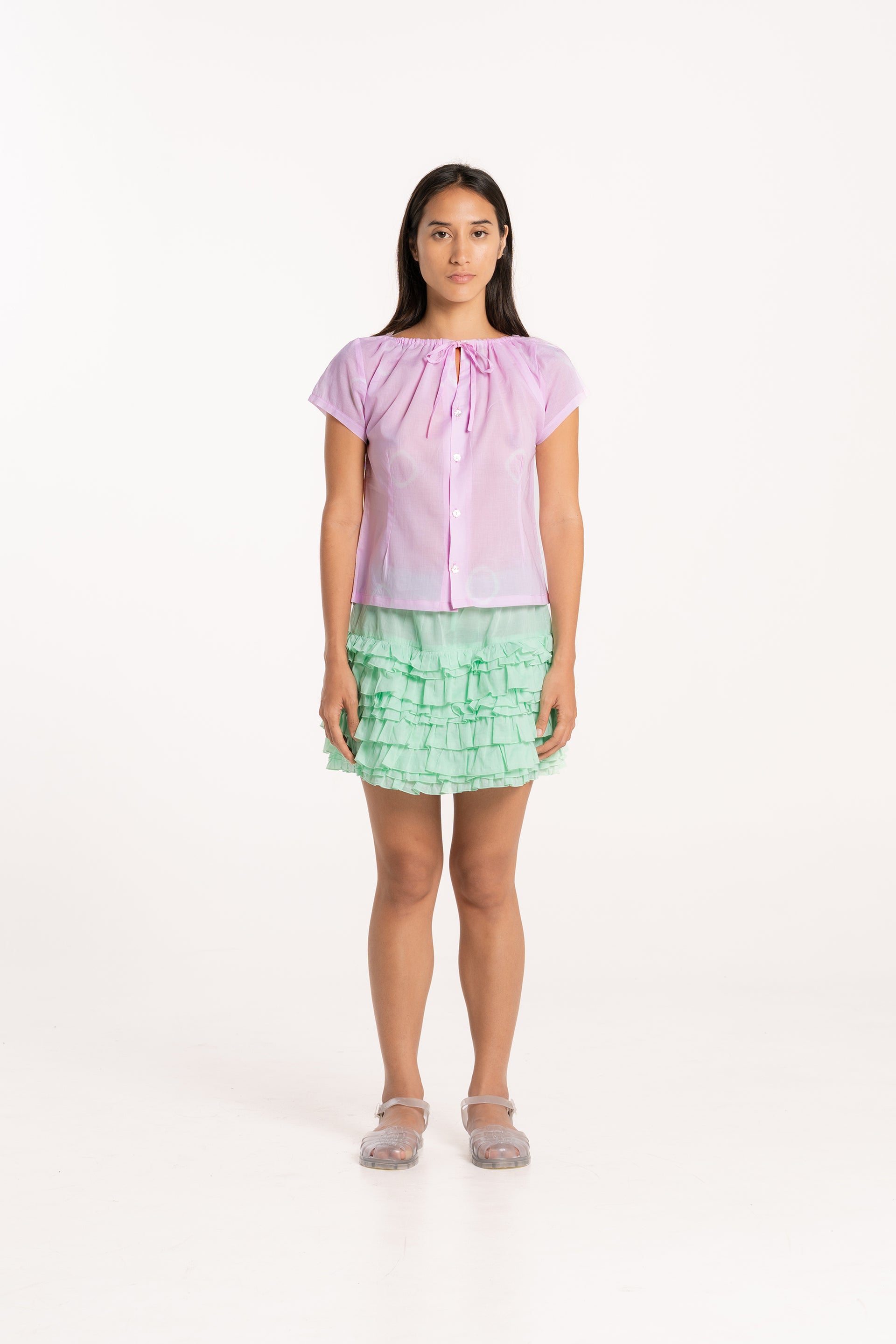 Mint Tiered Frill Mini Skirt