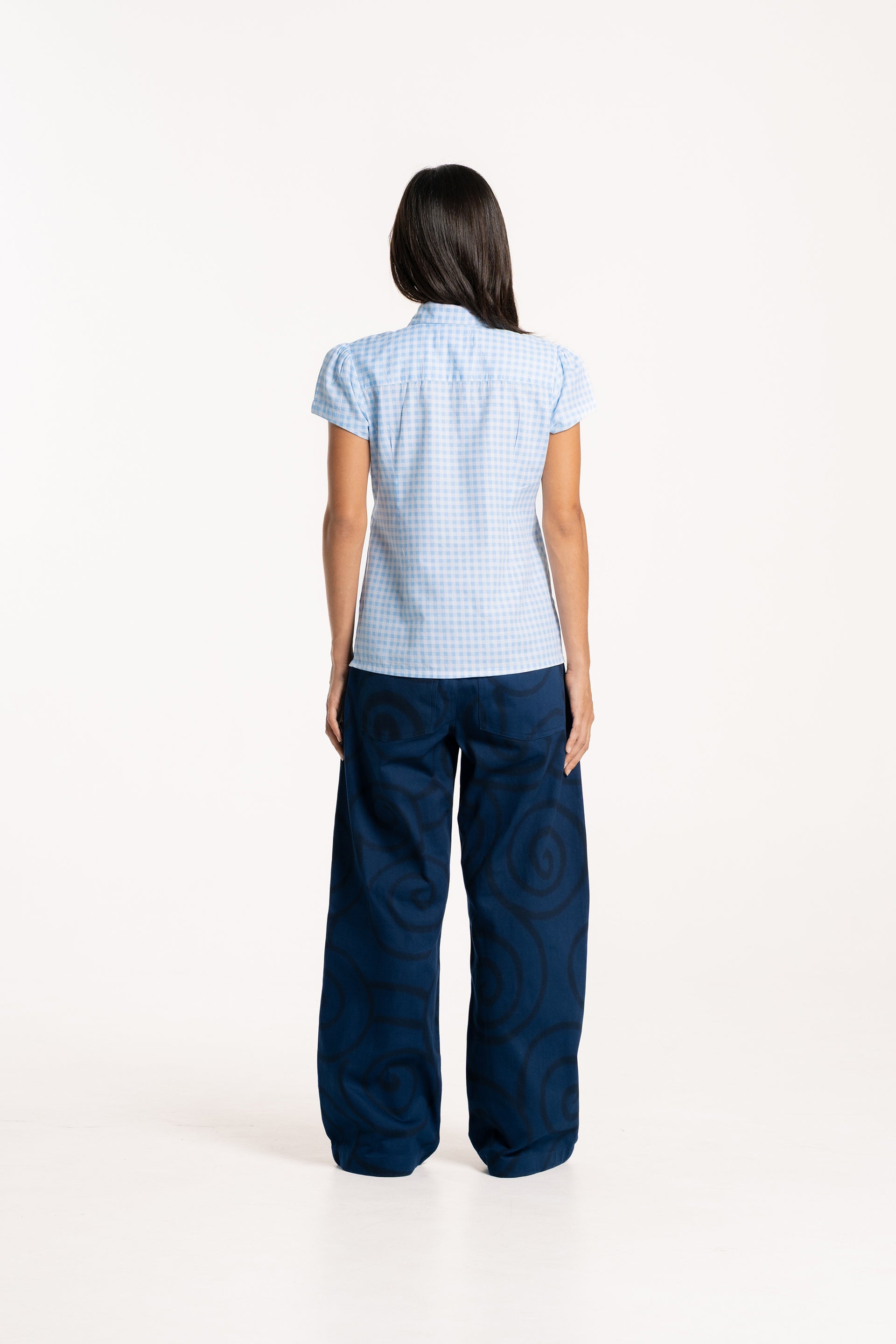 Check Pinch Shirring Shirt
