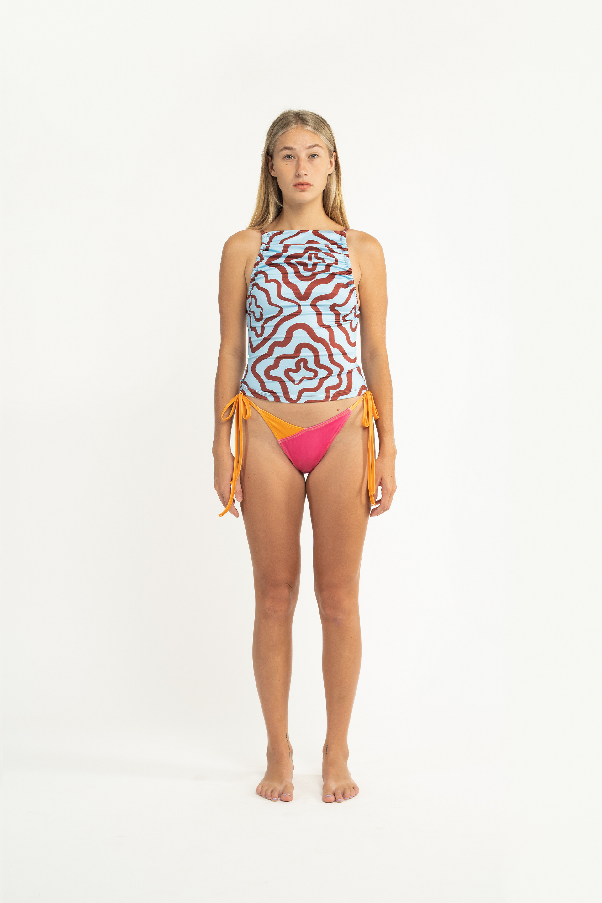 Blue Bajo Ruched Tankini