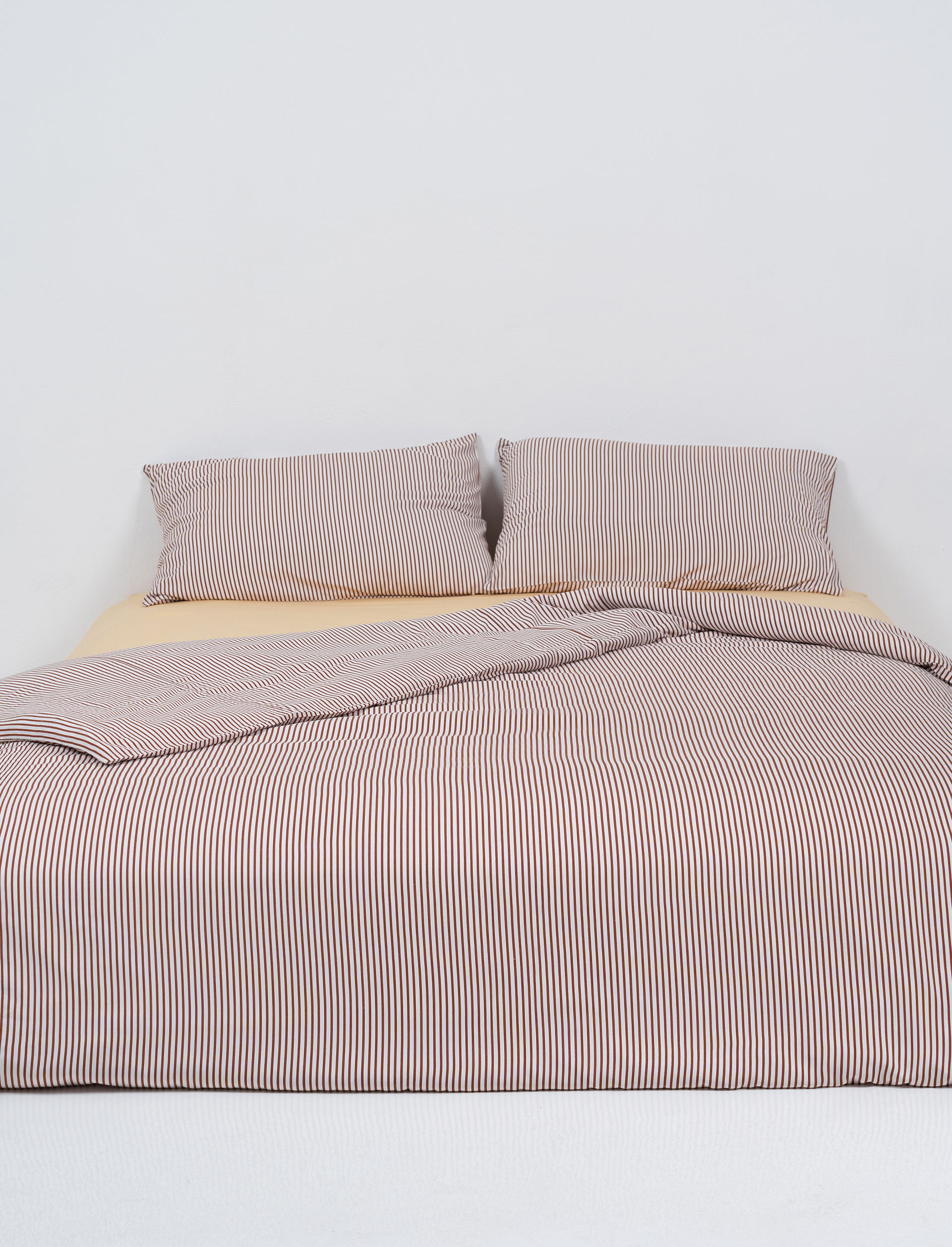 Choc Pinstripe Bamboo Quilt Cover Set