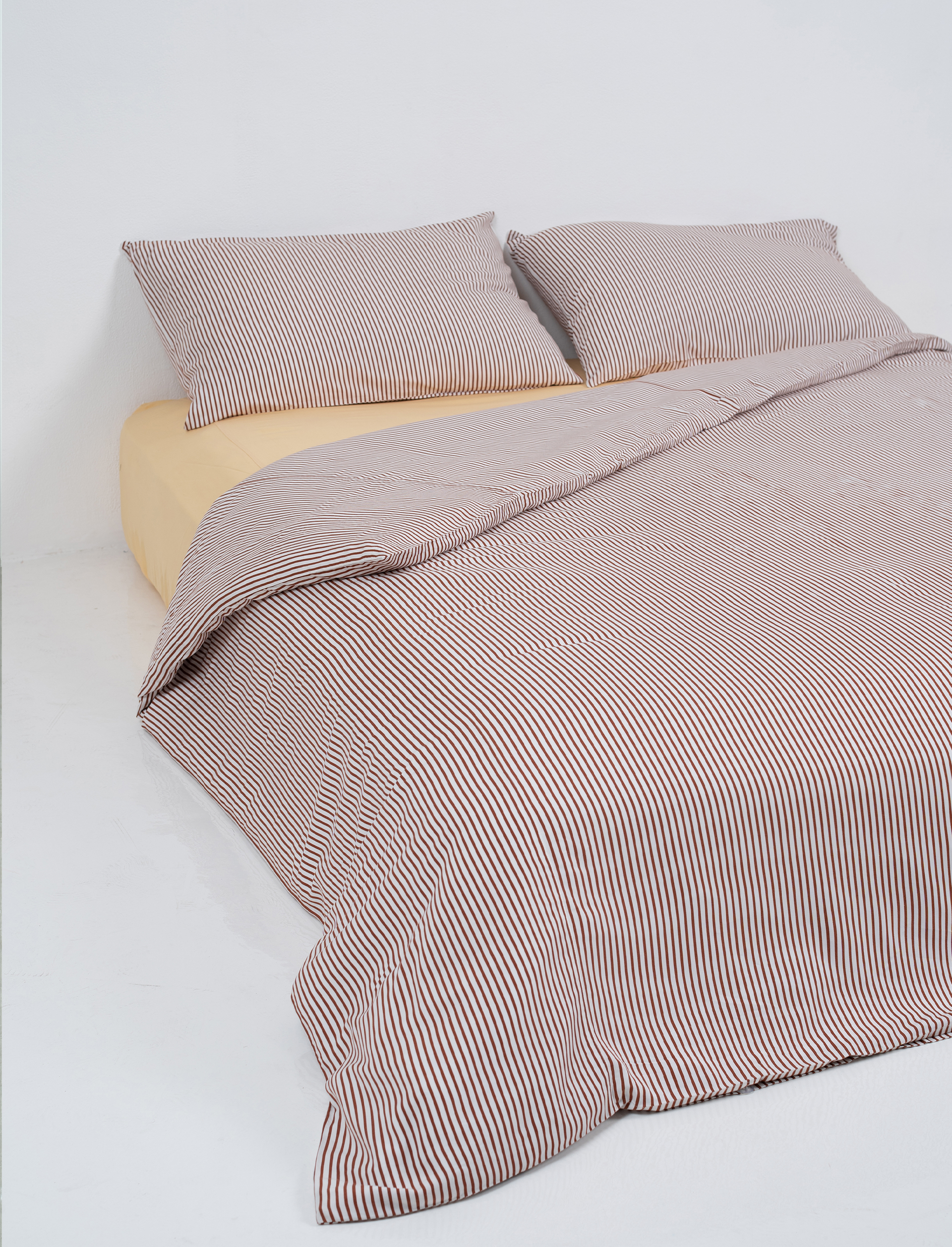 Choc Pinstripe Bamboo Quilt Cover Set