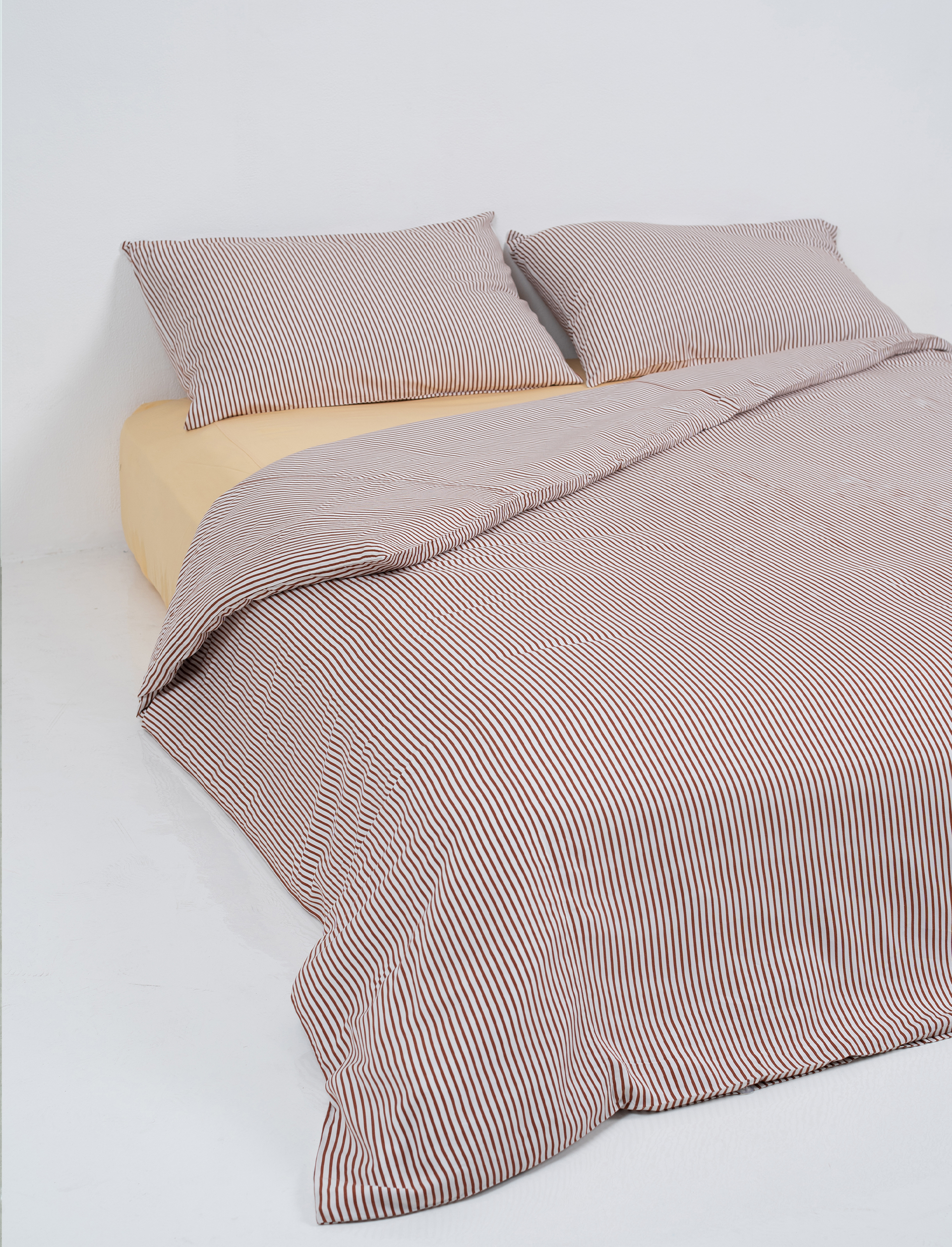 Choc Pinstripe Quilt Cover Set