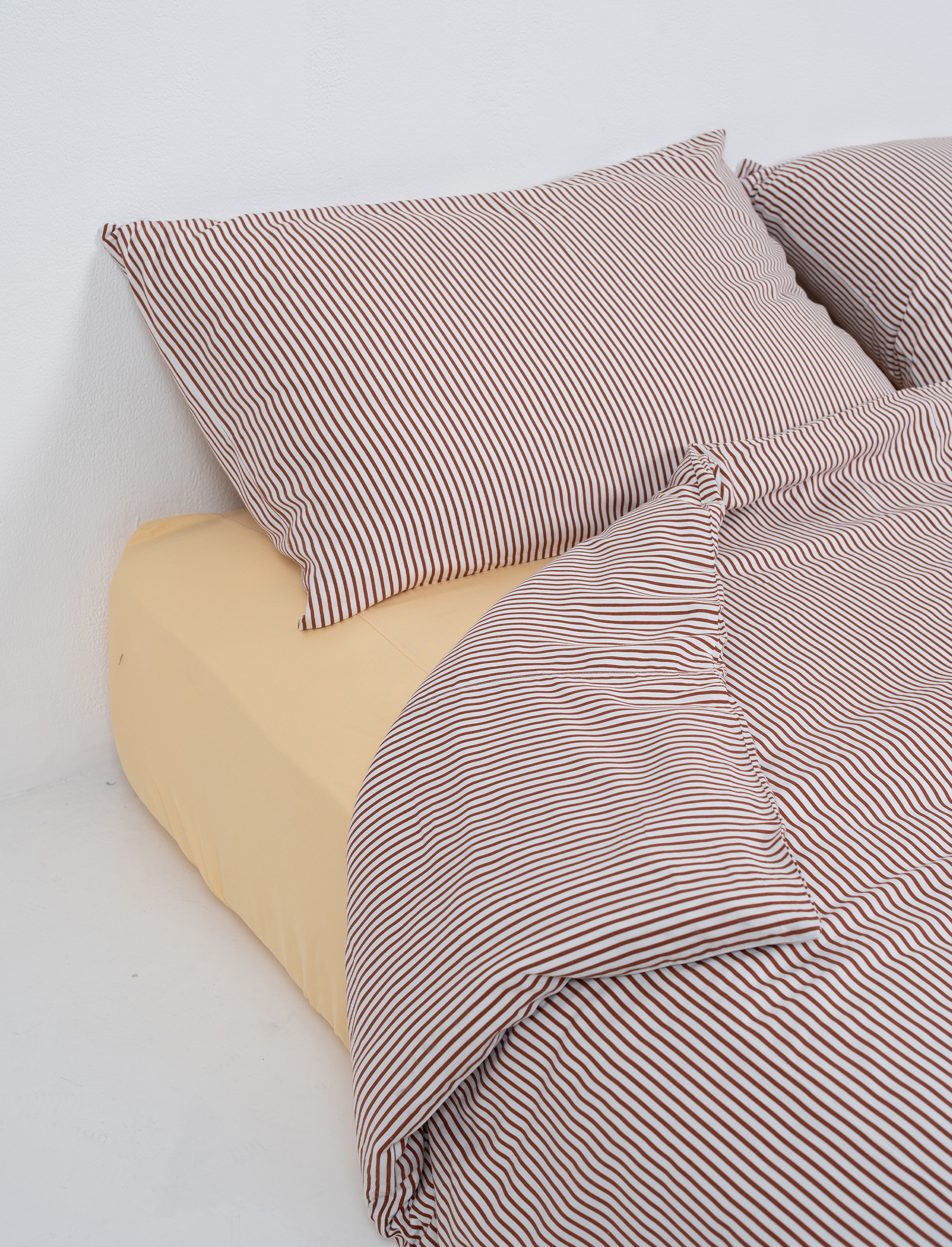 Choc Pinstripe Bamboo Quilt Cover Set