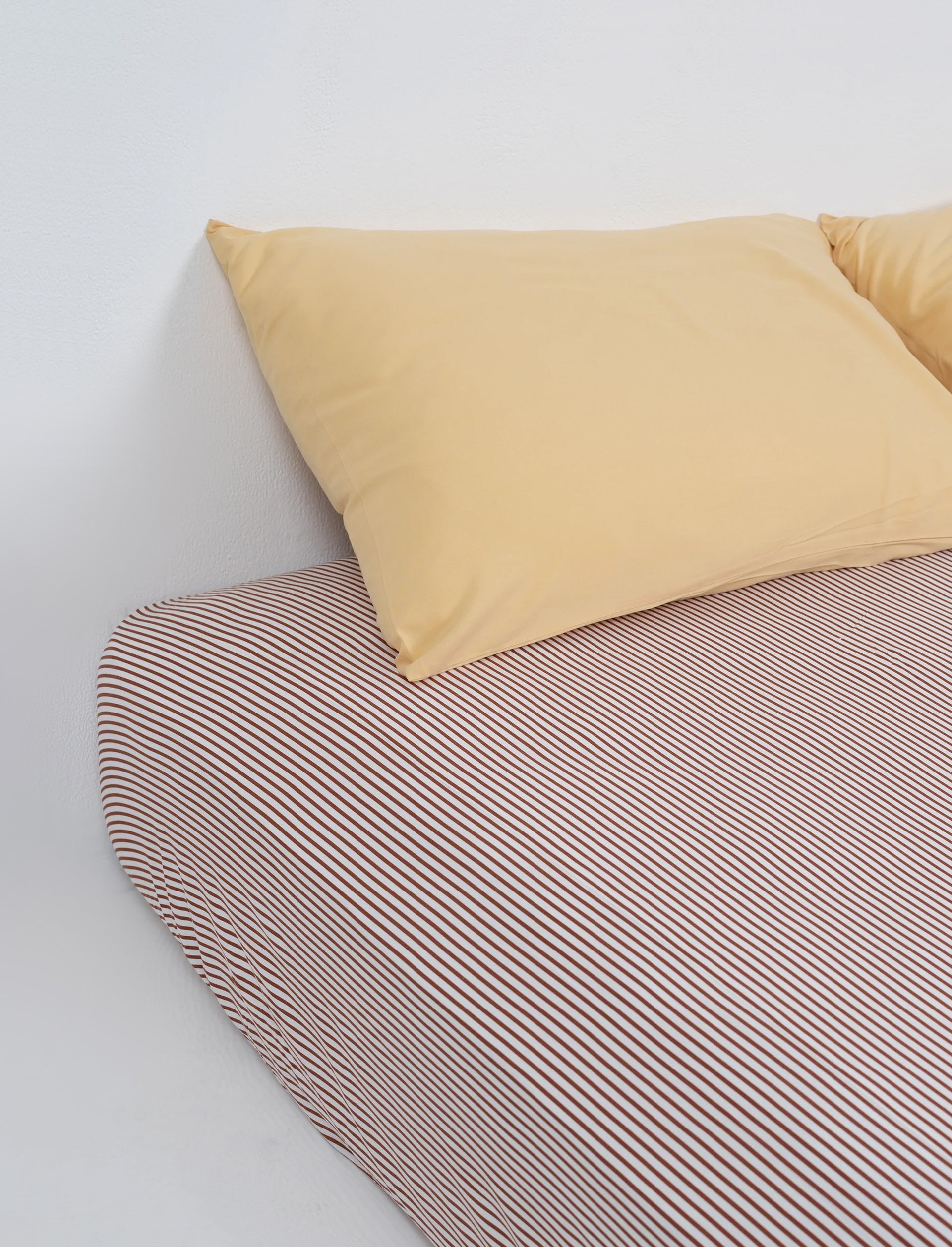 Choc Pinstripe Bamboo Fitted Sheet