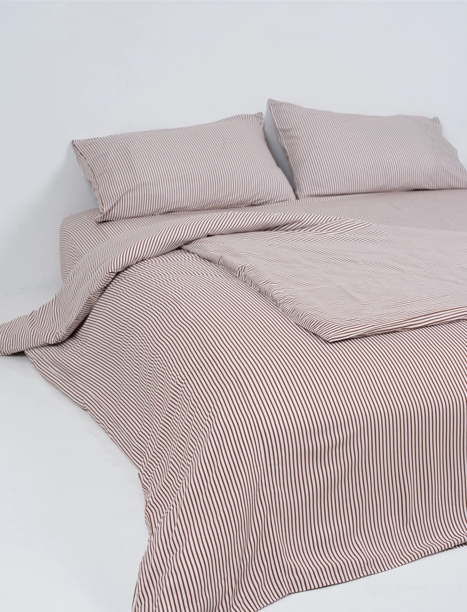 Choc Pinstripe Bamboo Fitted Sheet