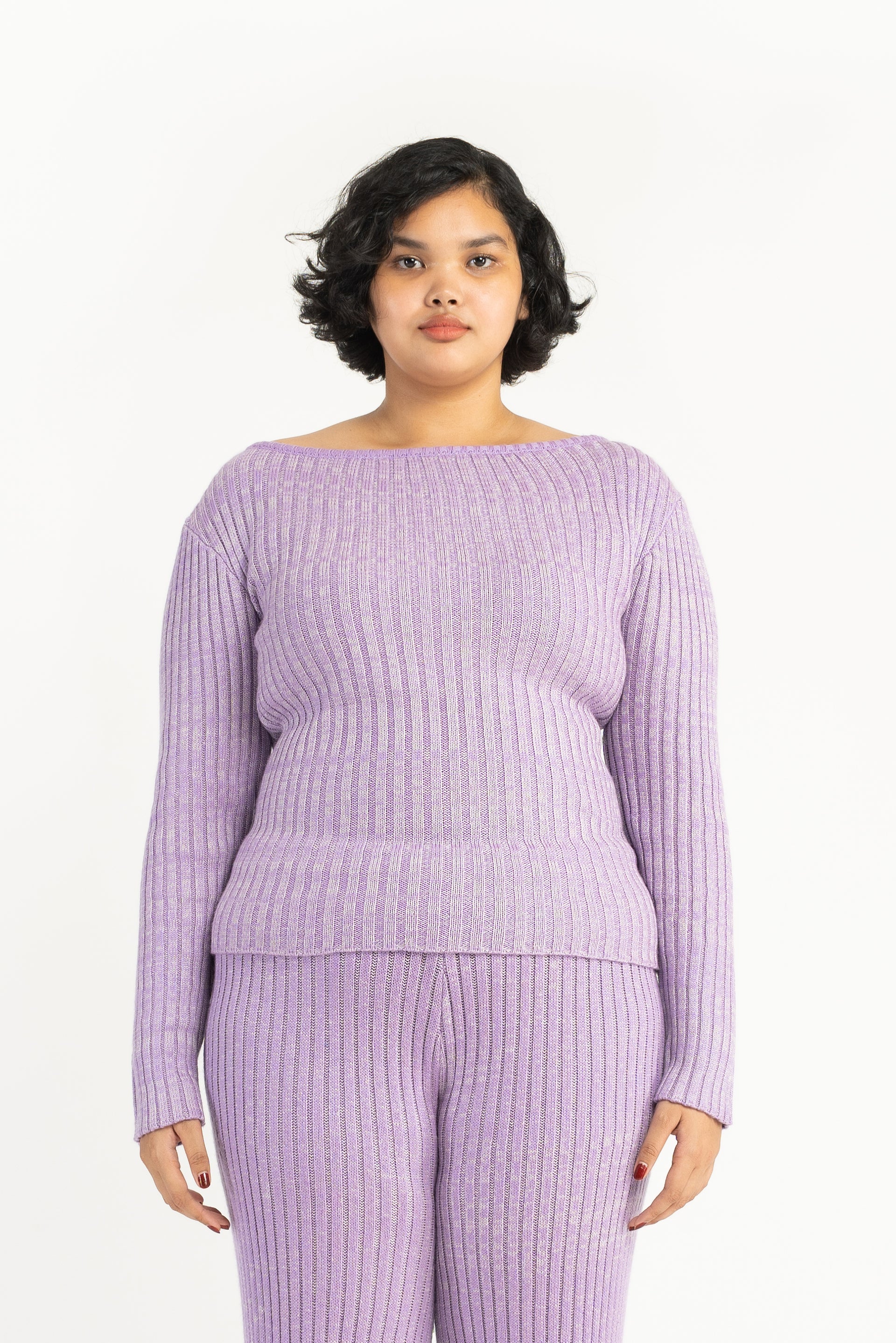Purple Rib Audrey Top