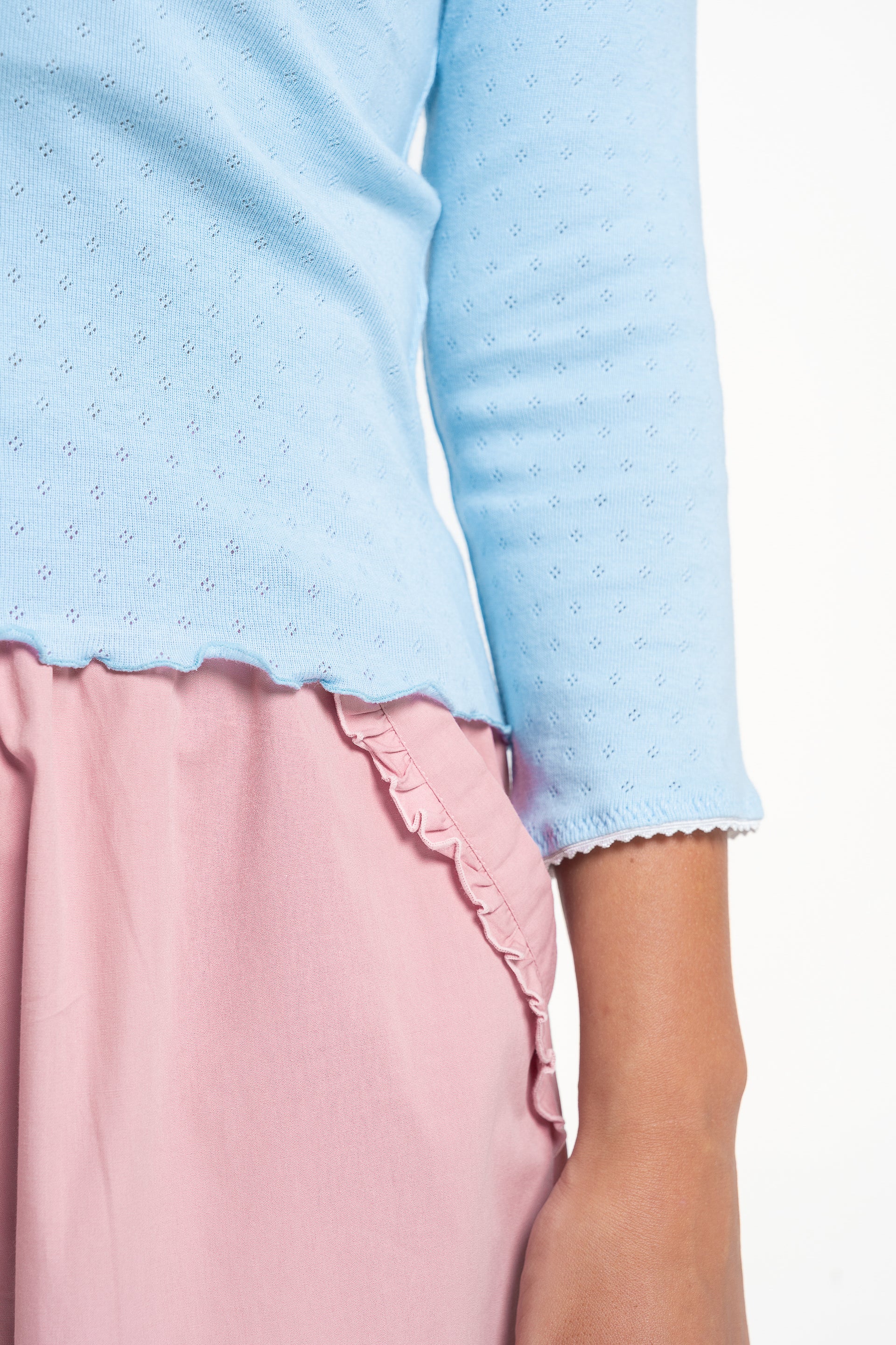 Dusty Blue V Neck Top