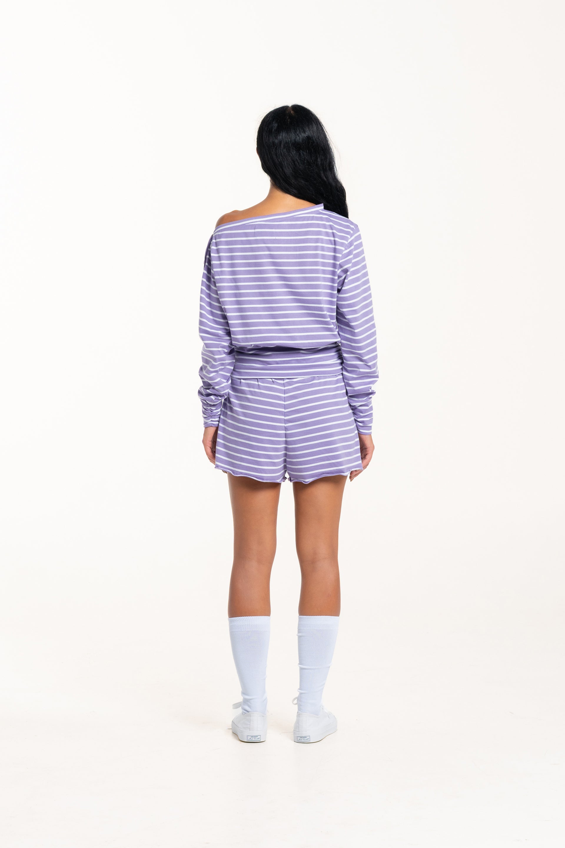 Purple Stripe Mini Shorts