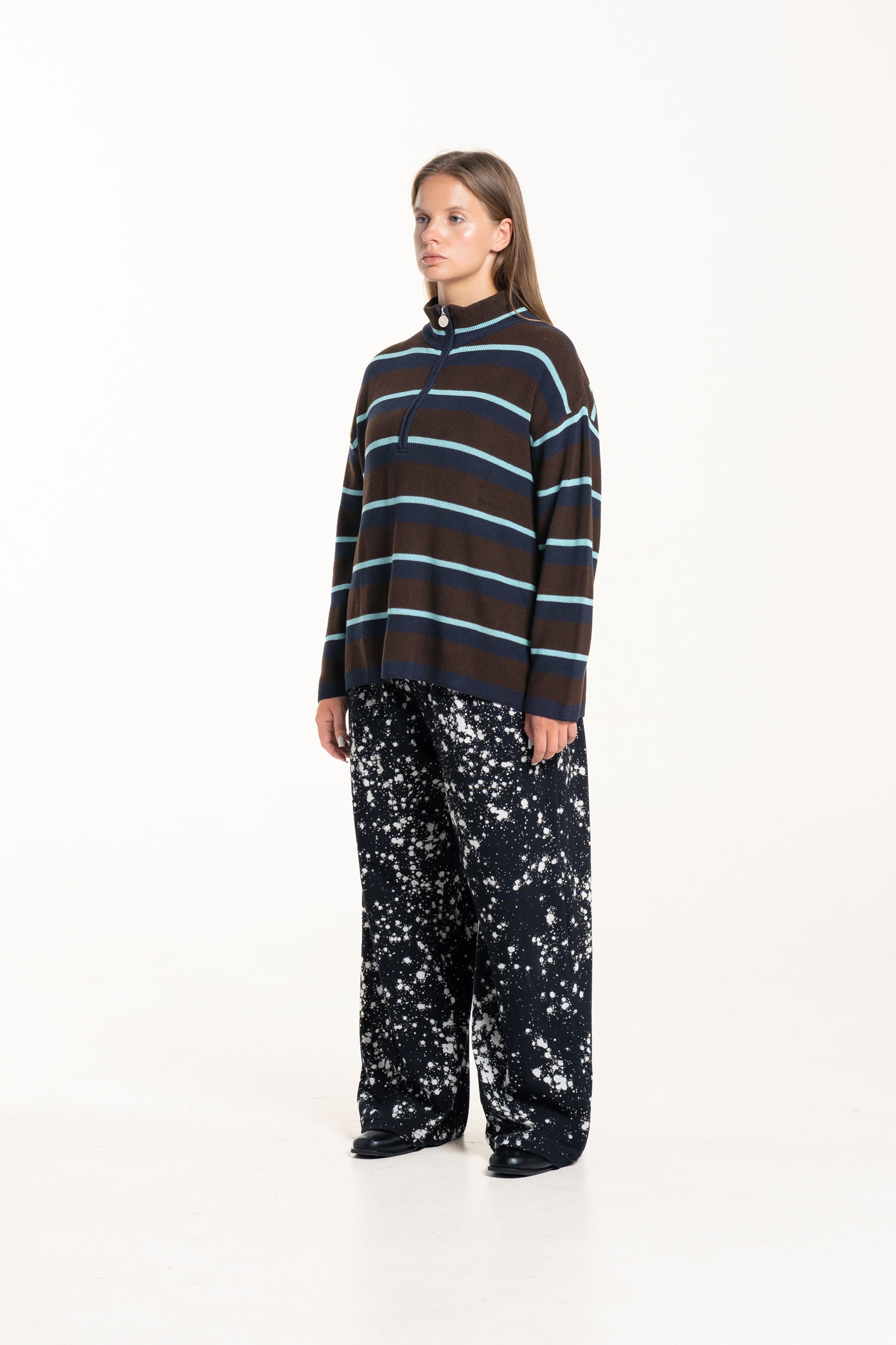 Mint Stripe Slouch Pullover
