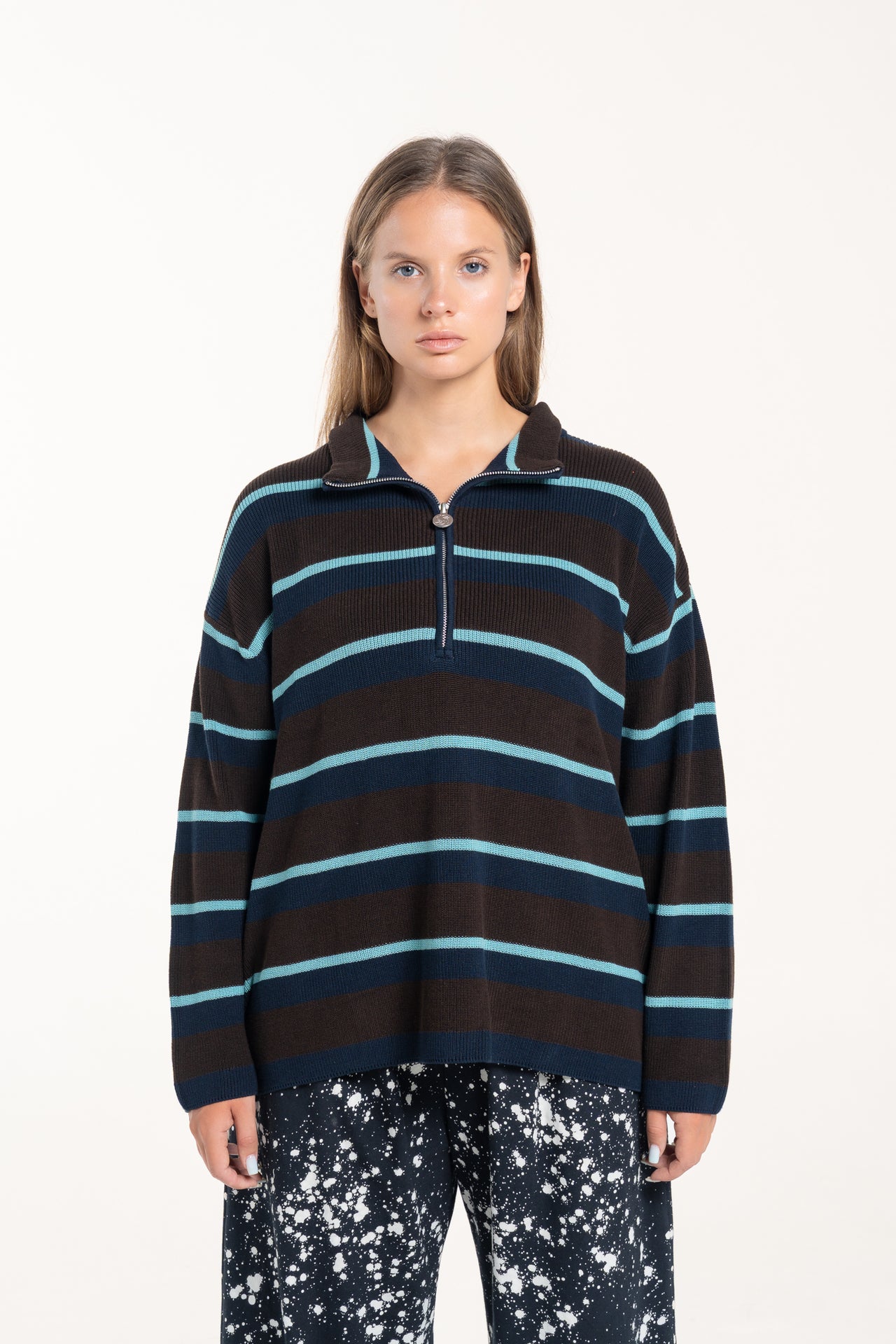Mint Stripe Slouch Pullover