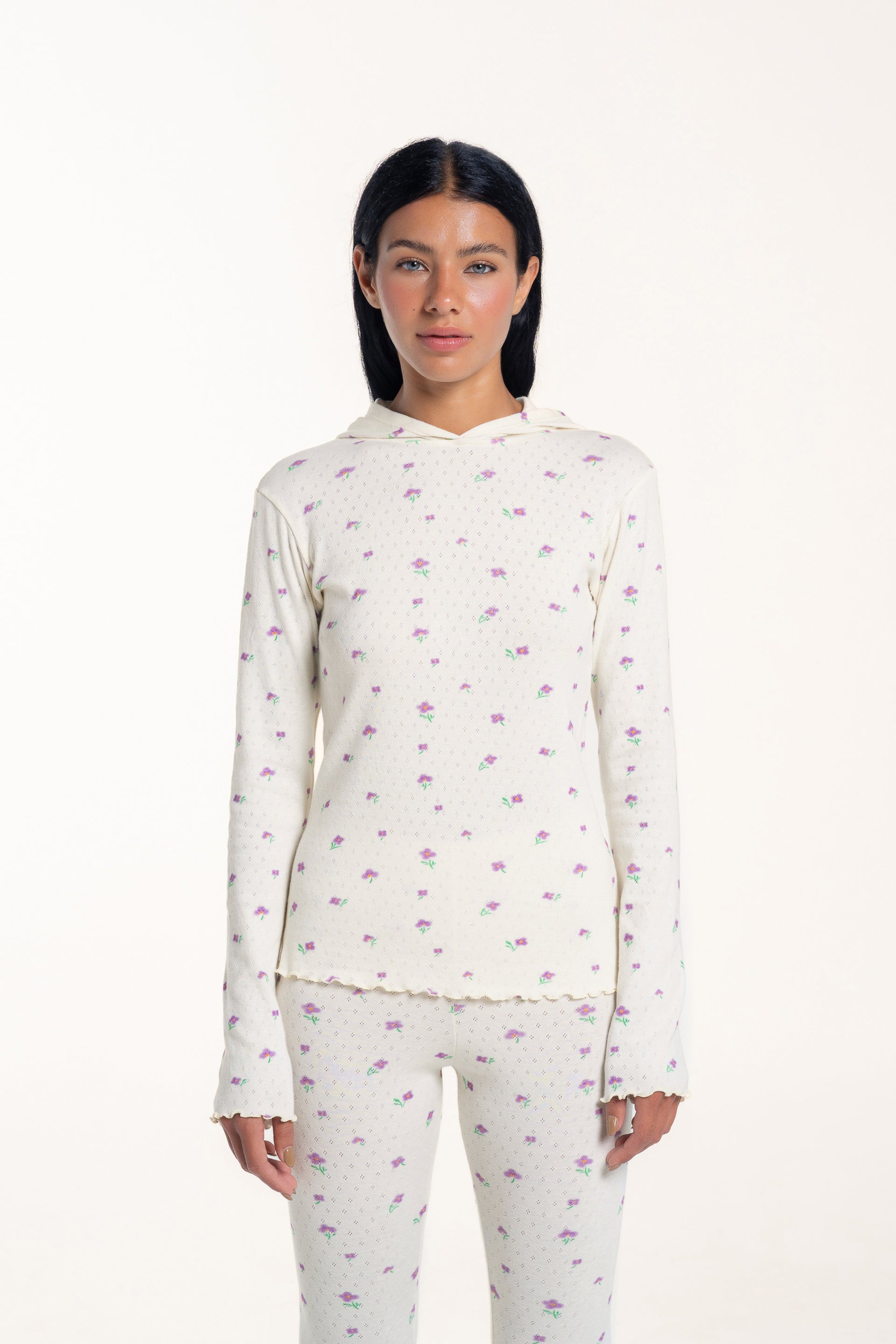 Wildflower Hooded Long Sleeve Top