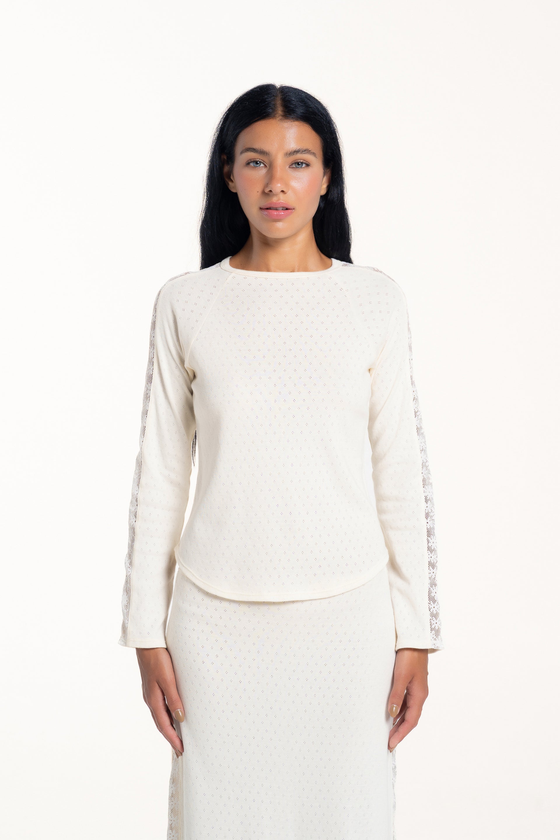 Pearl Lace Raglan Long Sleeve Top