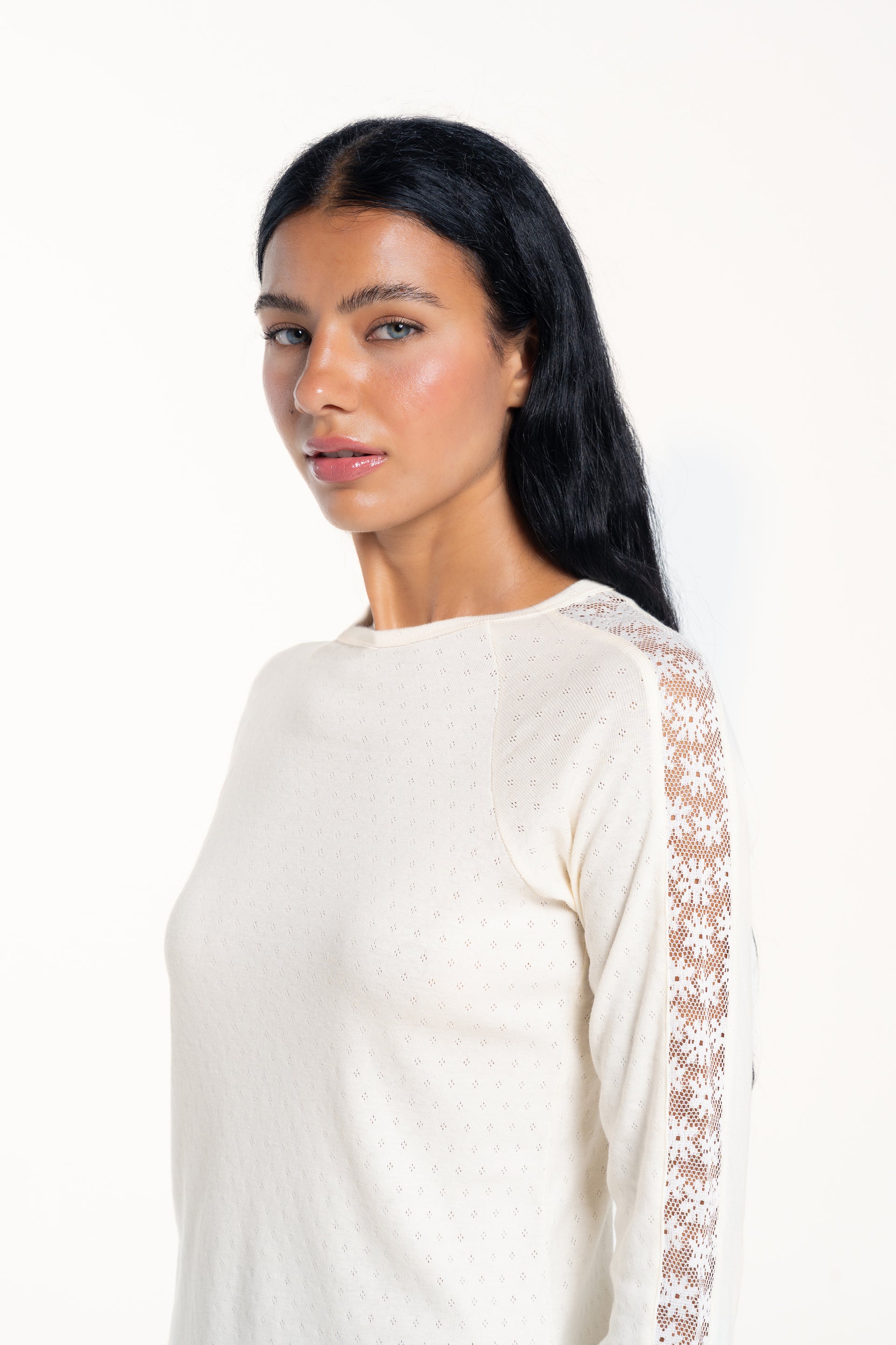 Pearl Lace Raglan Long Sleeve Top
