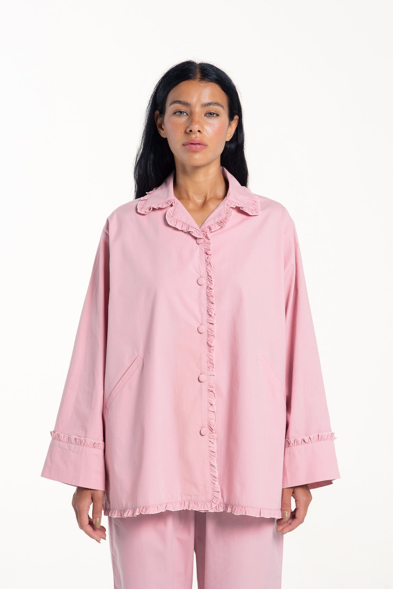 Rose Frill Boxy Pyjama Shirt