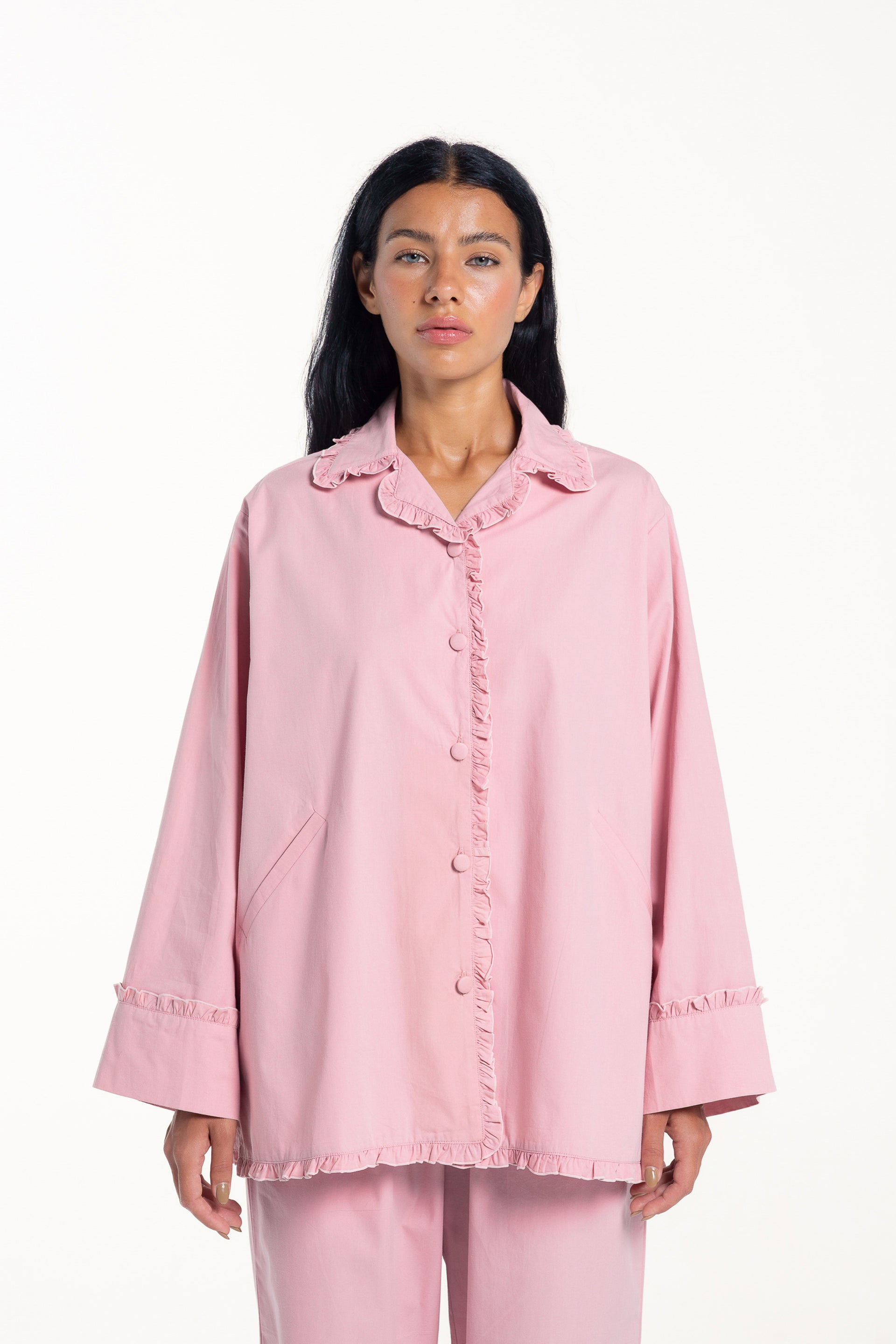 Rose Frill Boxy Pyjama Shirt