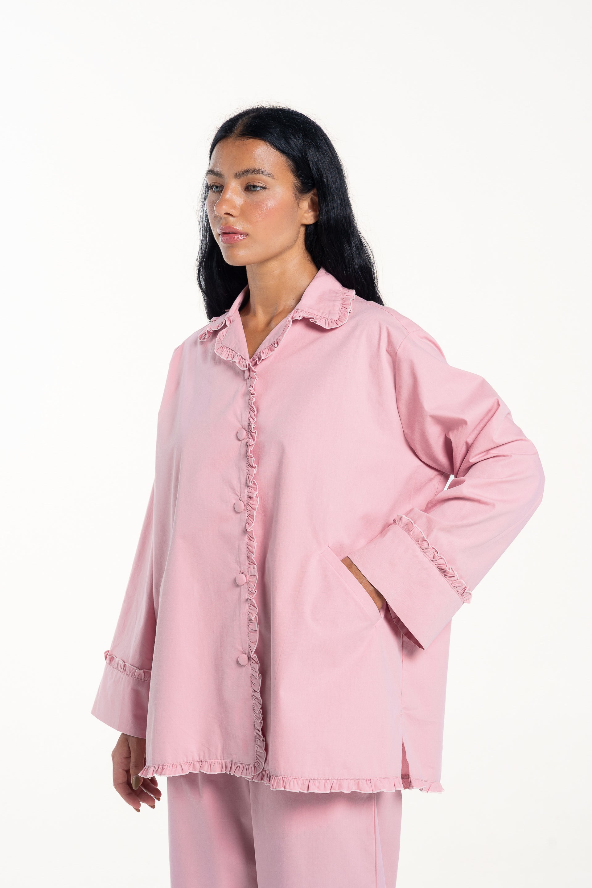 Rose Frill Boxy Pyjama Shirt