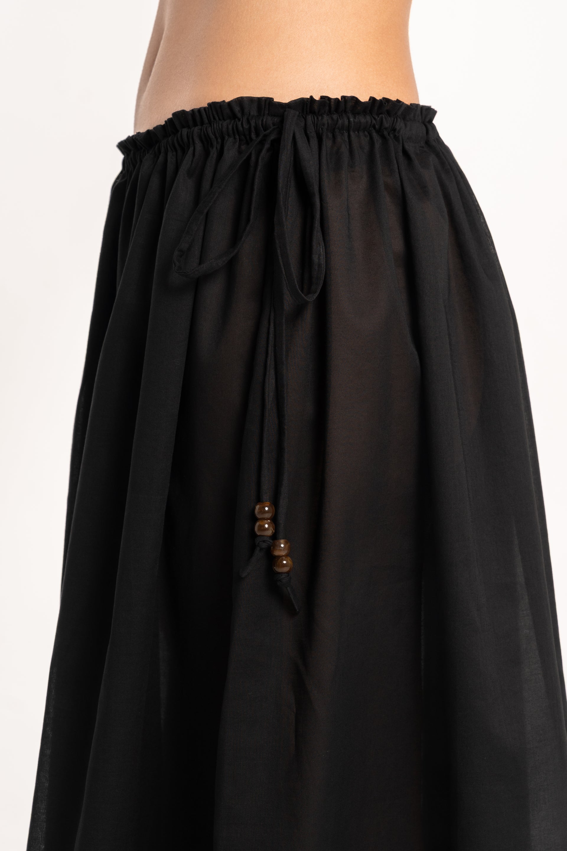 Ebony Double Drawstring Midi Skirt