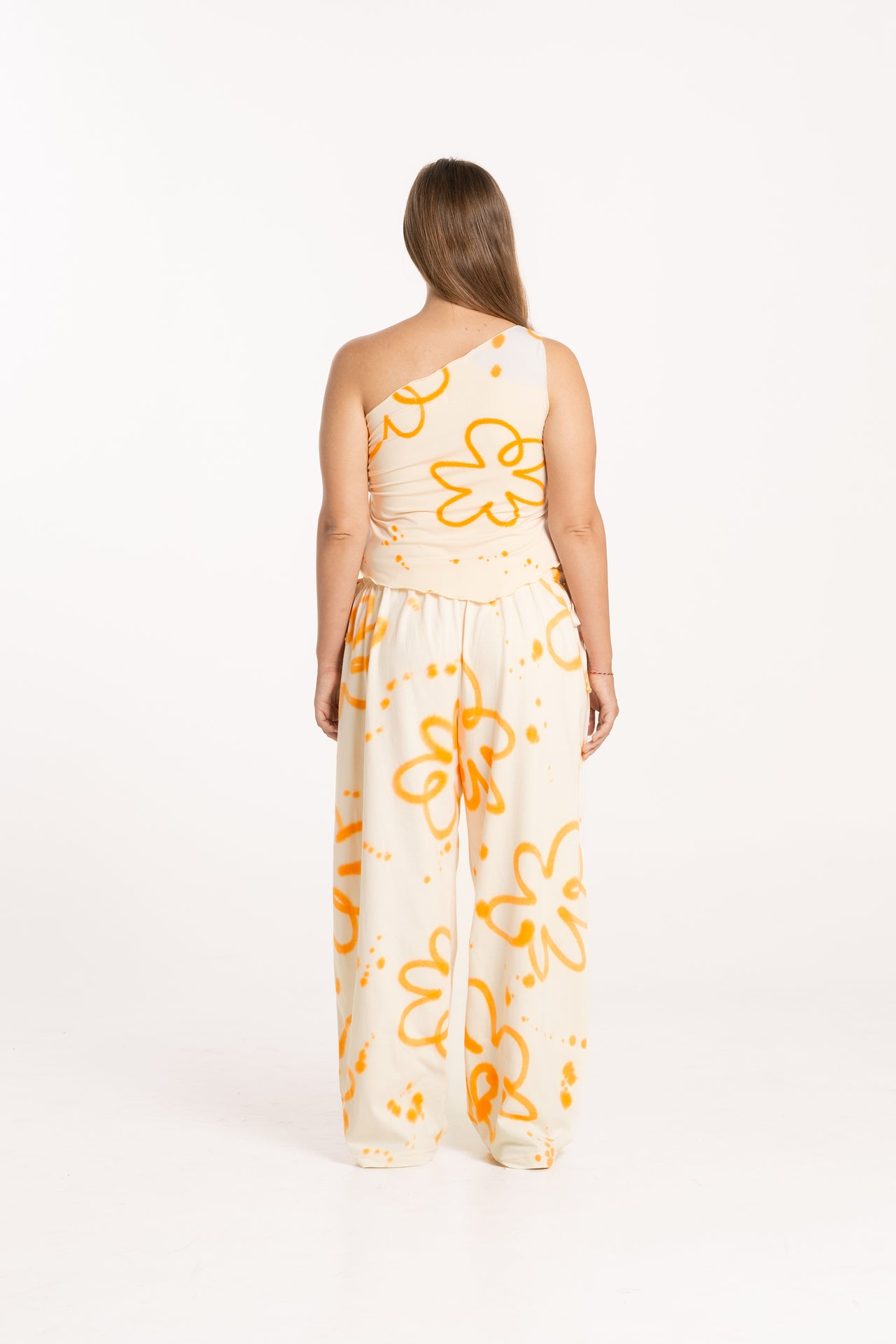 Orange Poppy Asymmetric Beaded Top