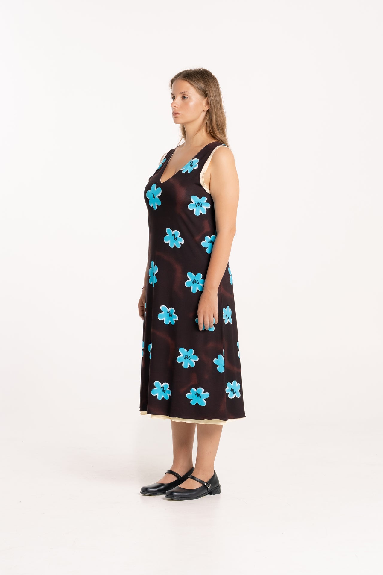 Cosmos Double Layer V Neck Dress