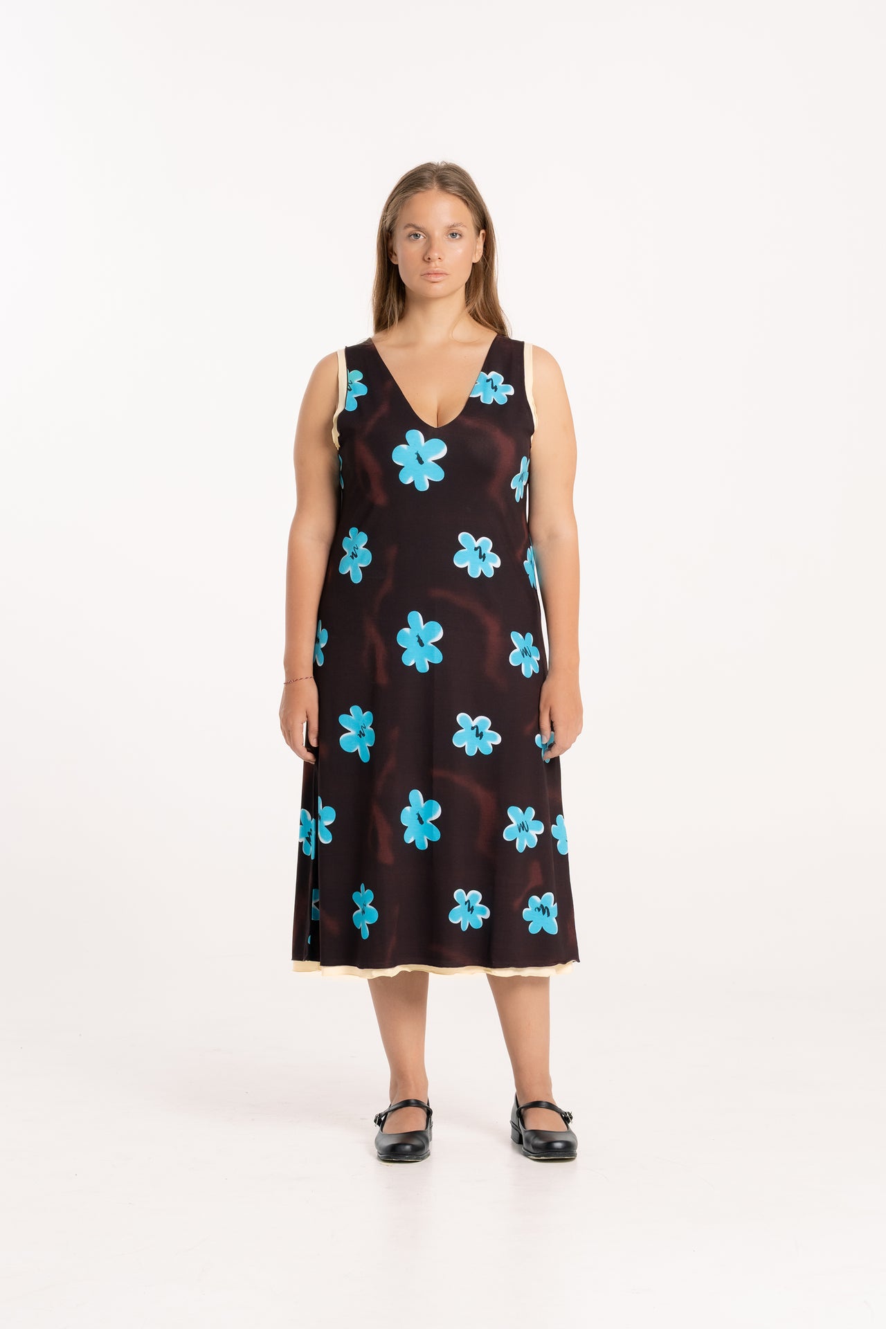 Cosmos Double Layer V Neck Dress