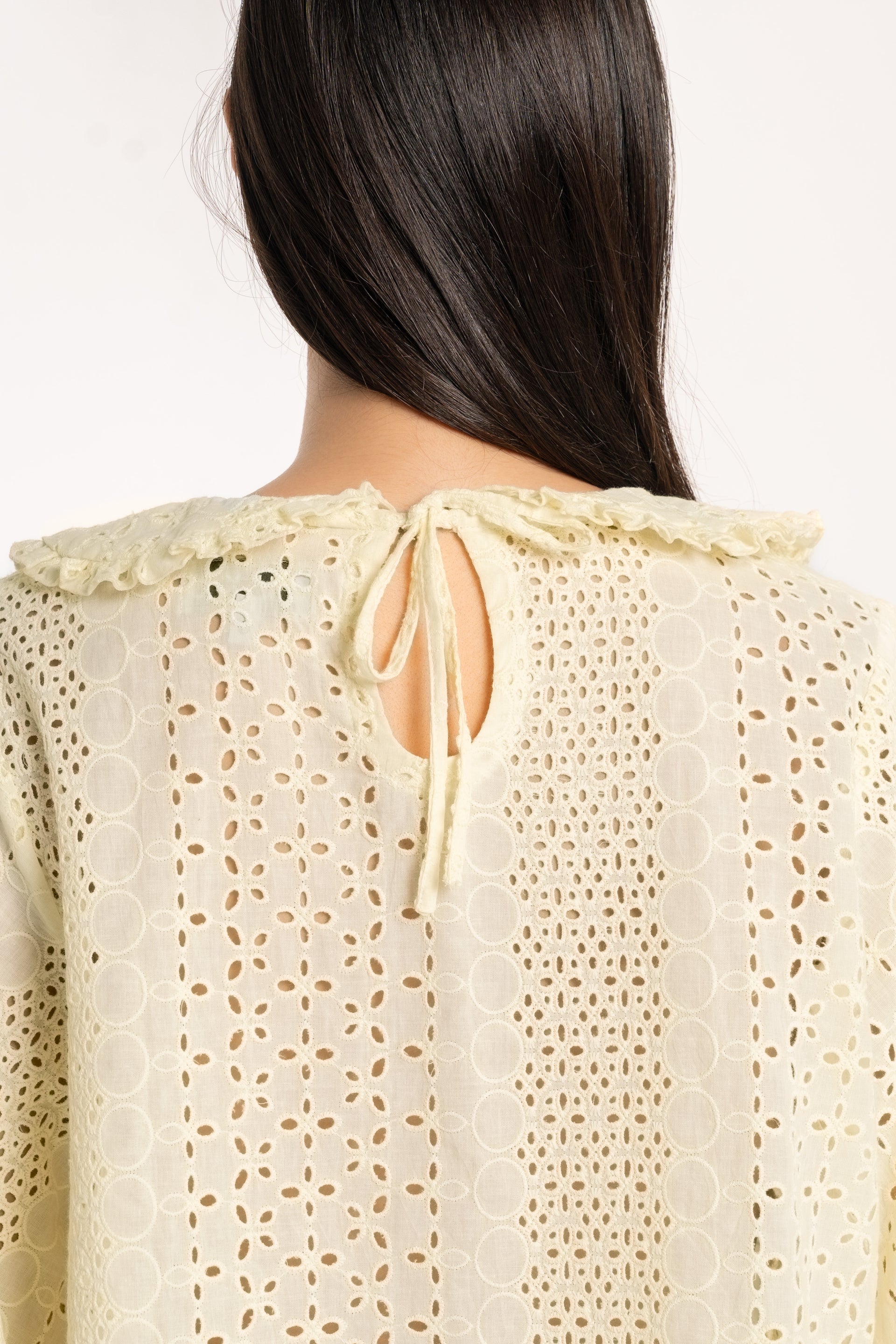 Honeycomb Collared Frill Smock Top