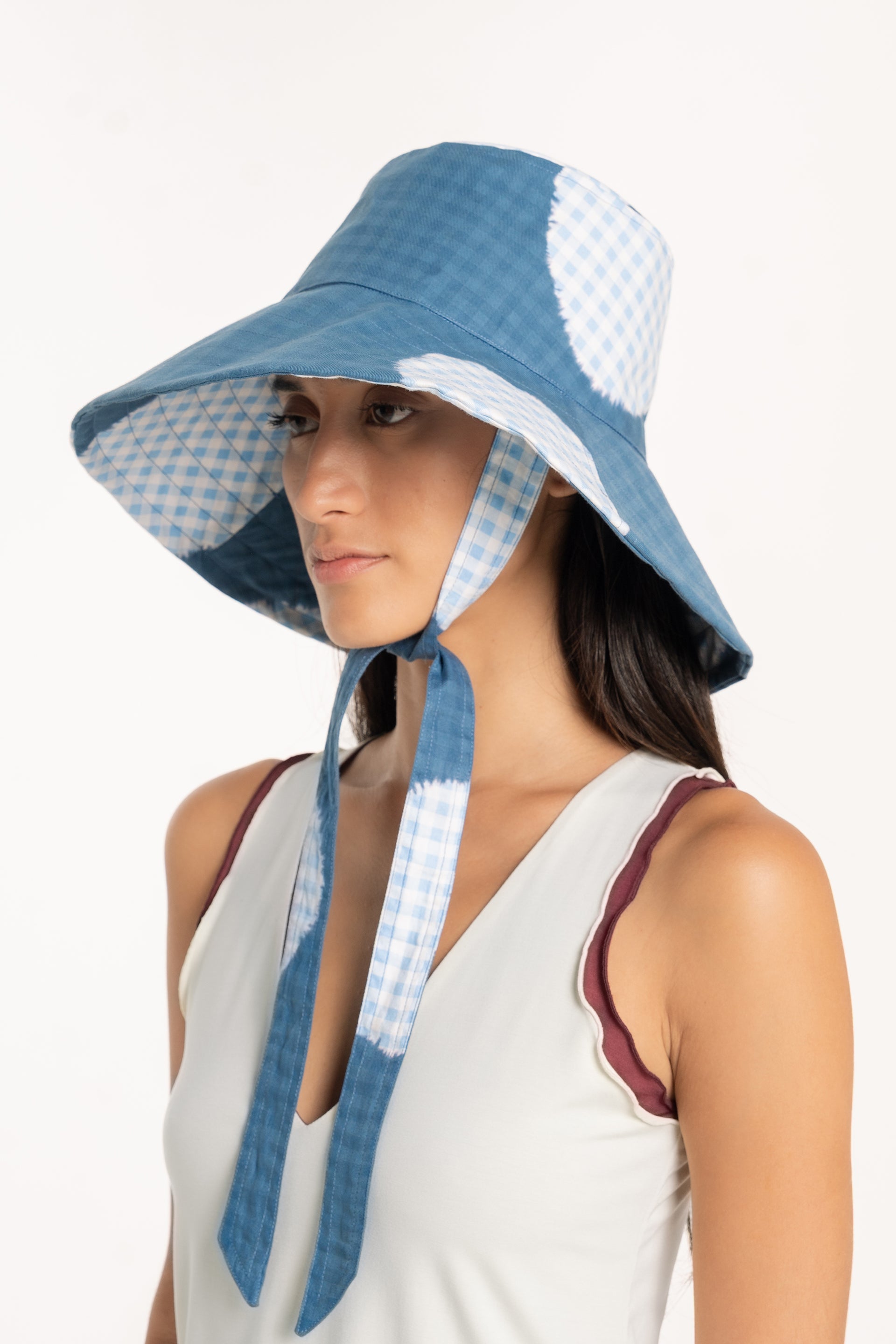 Check Polka Sun Hat