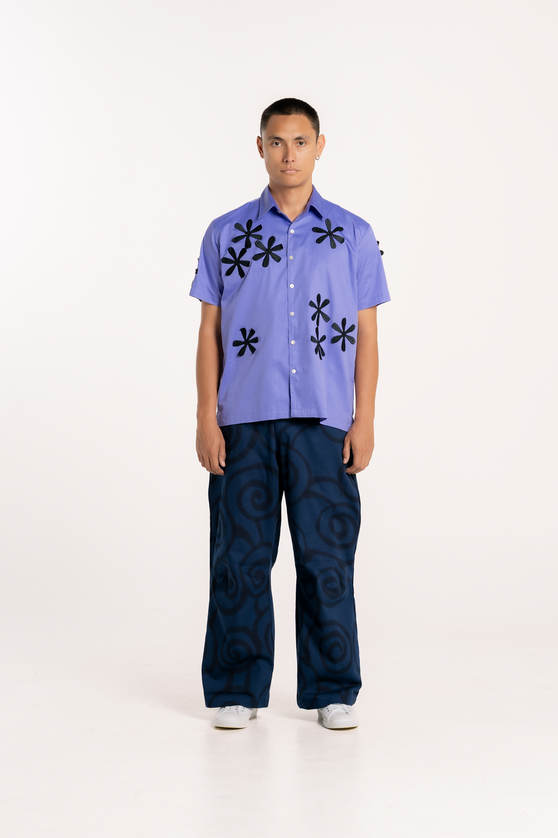 Midnight Swirl Wide Leg Denim Pants