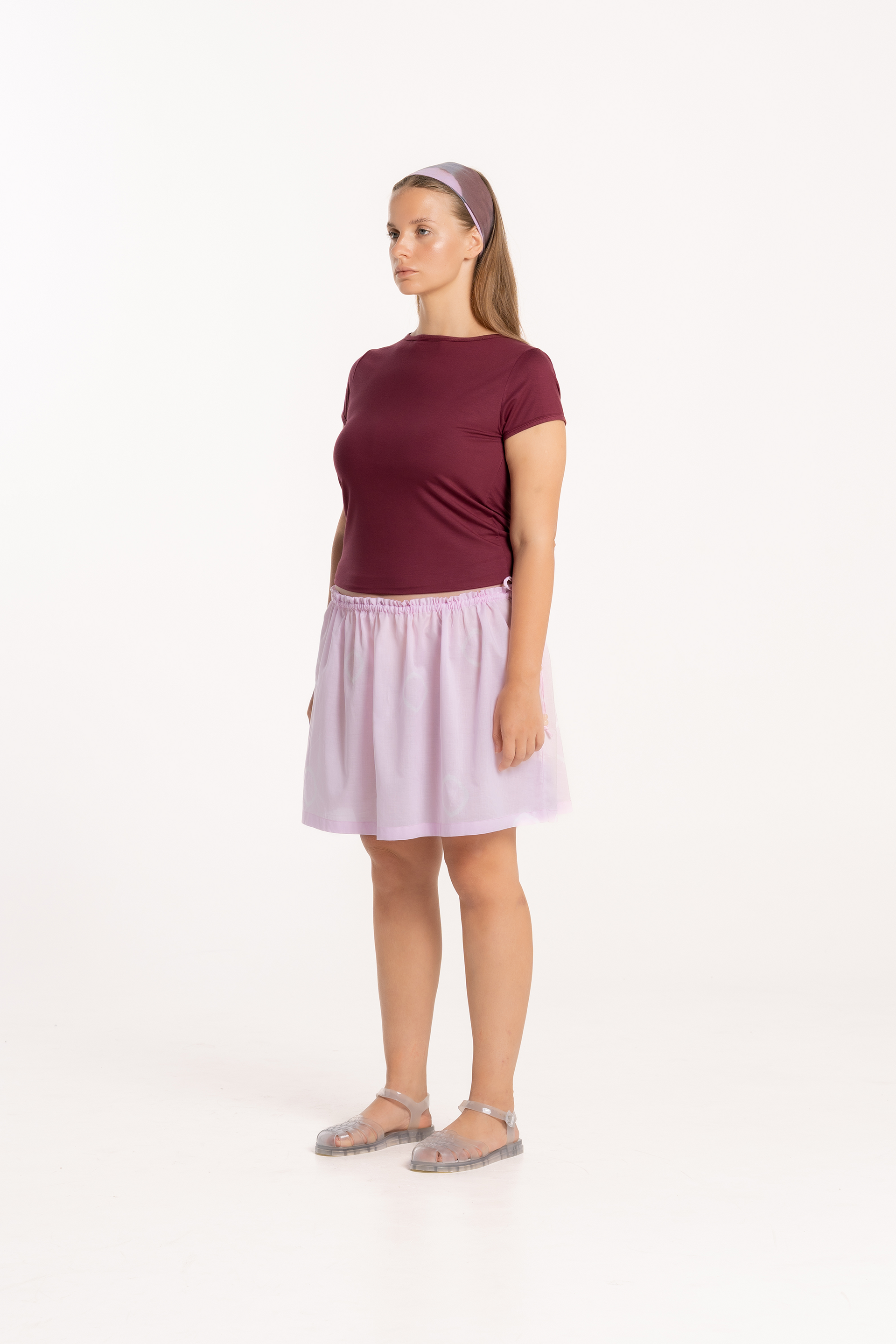 Maroon Sabrina Baby Tee