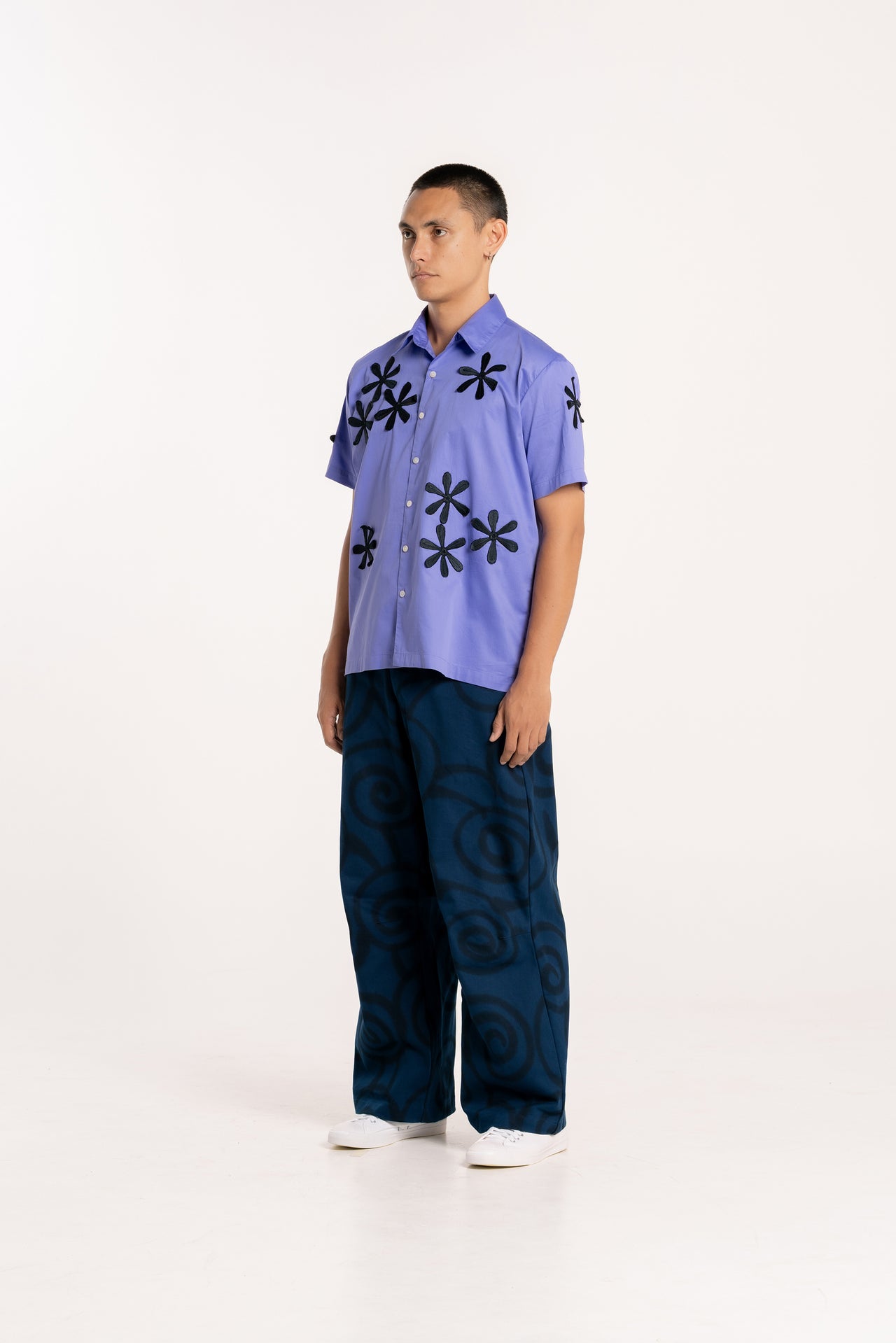 Periwinkle Embroidered Classic Holiday Shirt