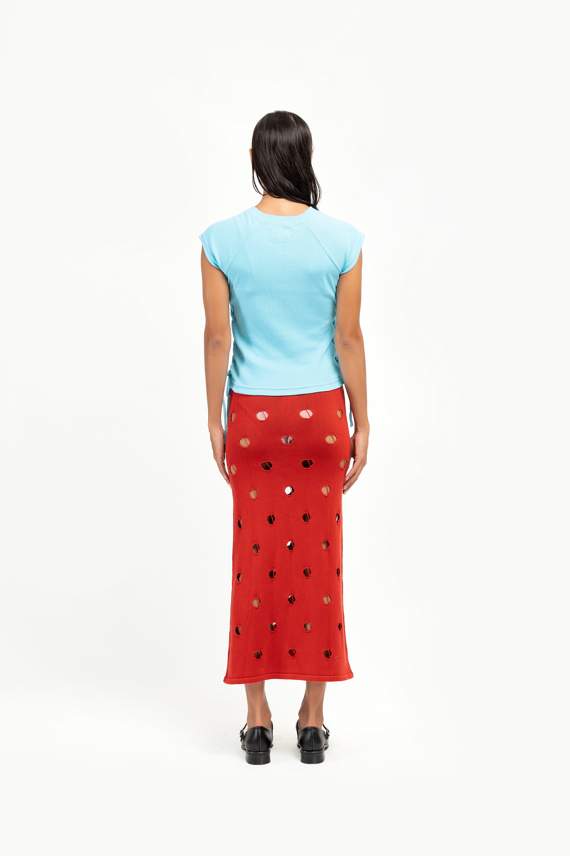 Scarlet Polka Dot Knit Skirt