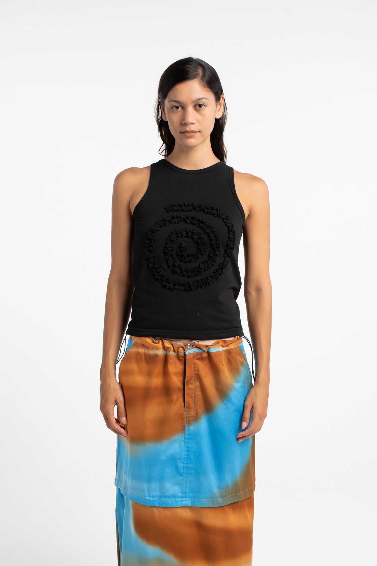 Ebony Frill Swirl Tank