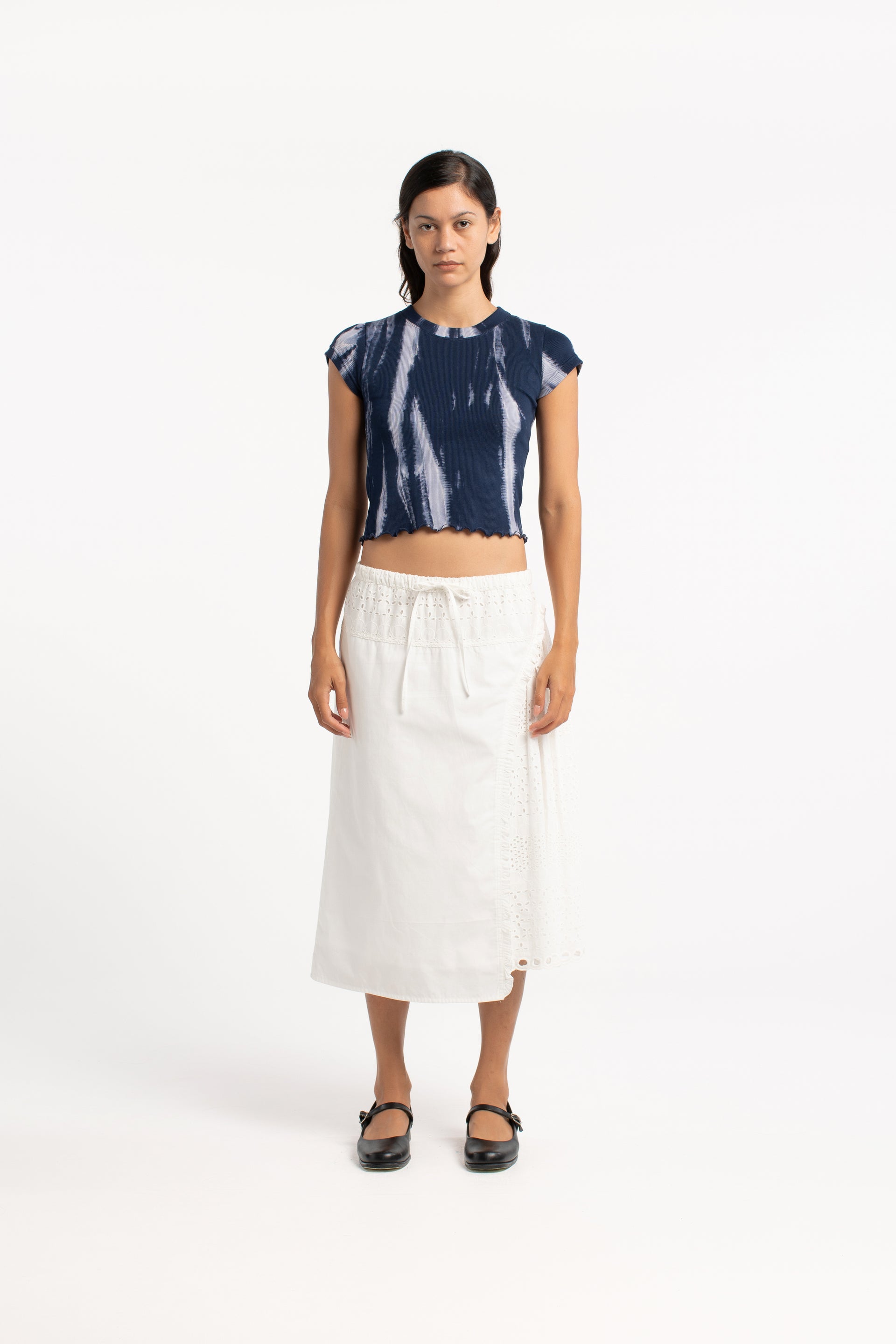 Cotton Anglaise Panel Skirt