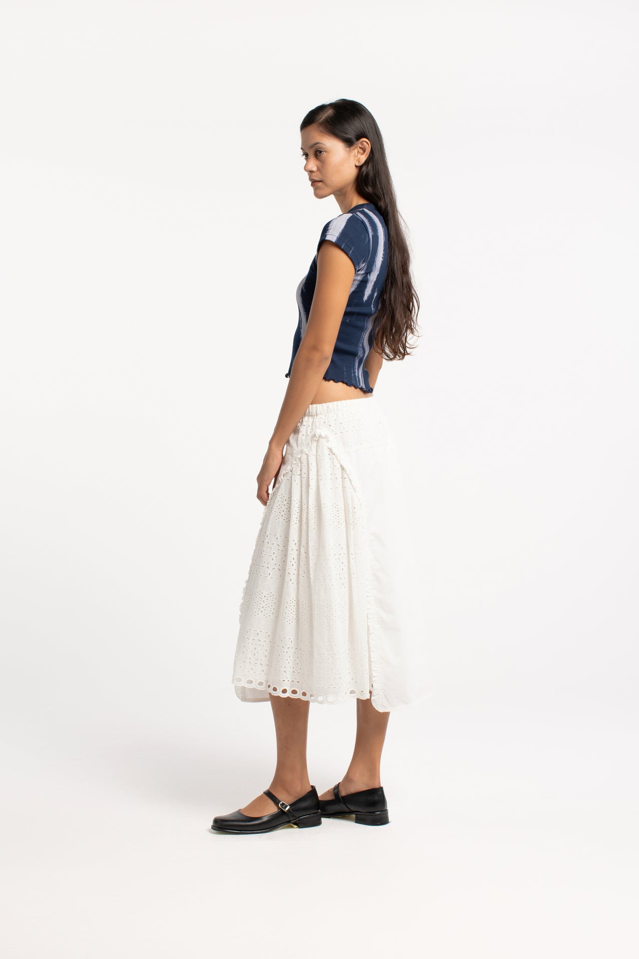 Cotton Anglaise Panel Skirt